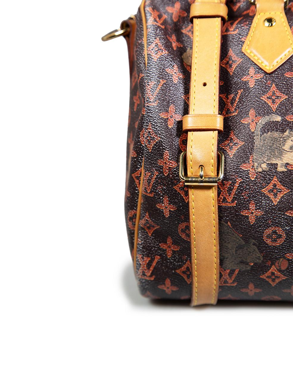 Louis Vuitton X Grace Coddington 2018 Brown Monogram Cat Print Speedy 2