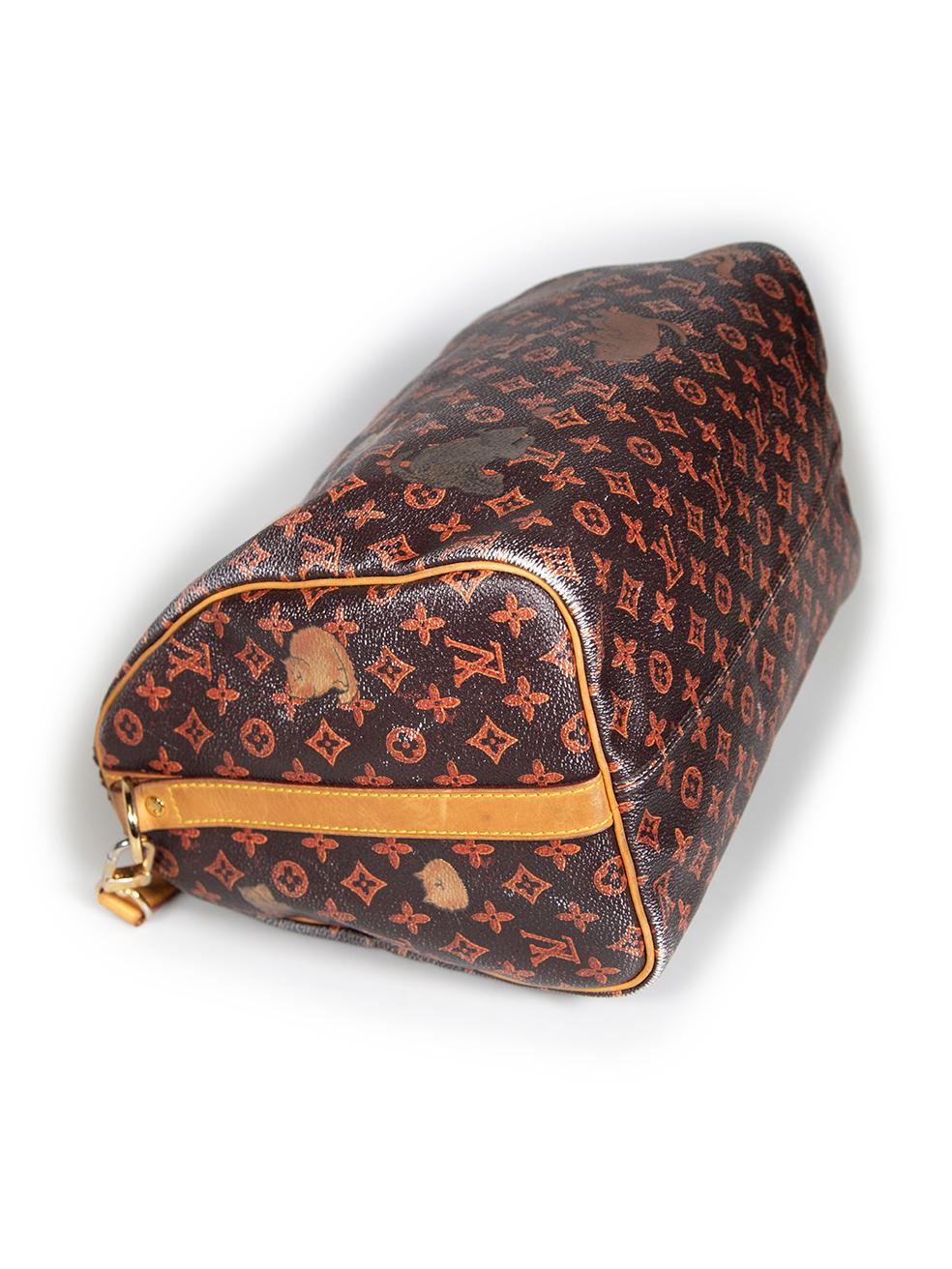 Louis Vuitton X Grace Coddington 2018 Brown Monogram Cat Print Speedy 4