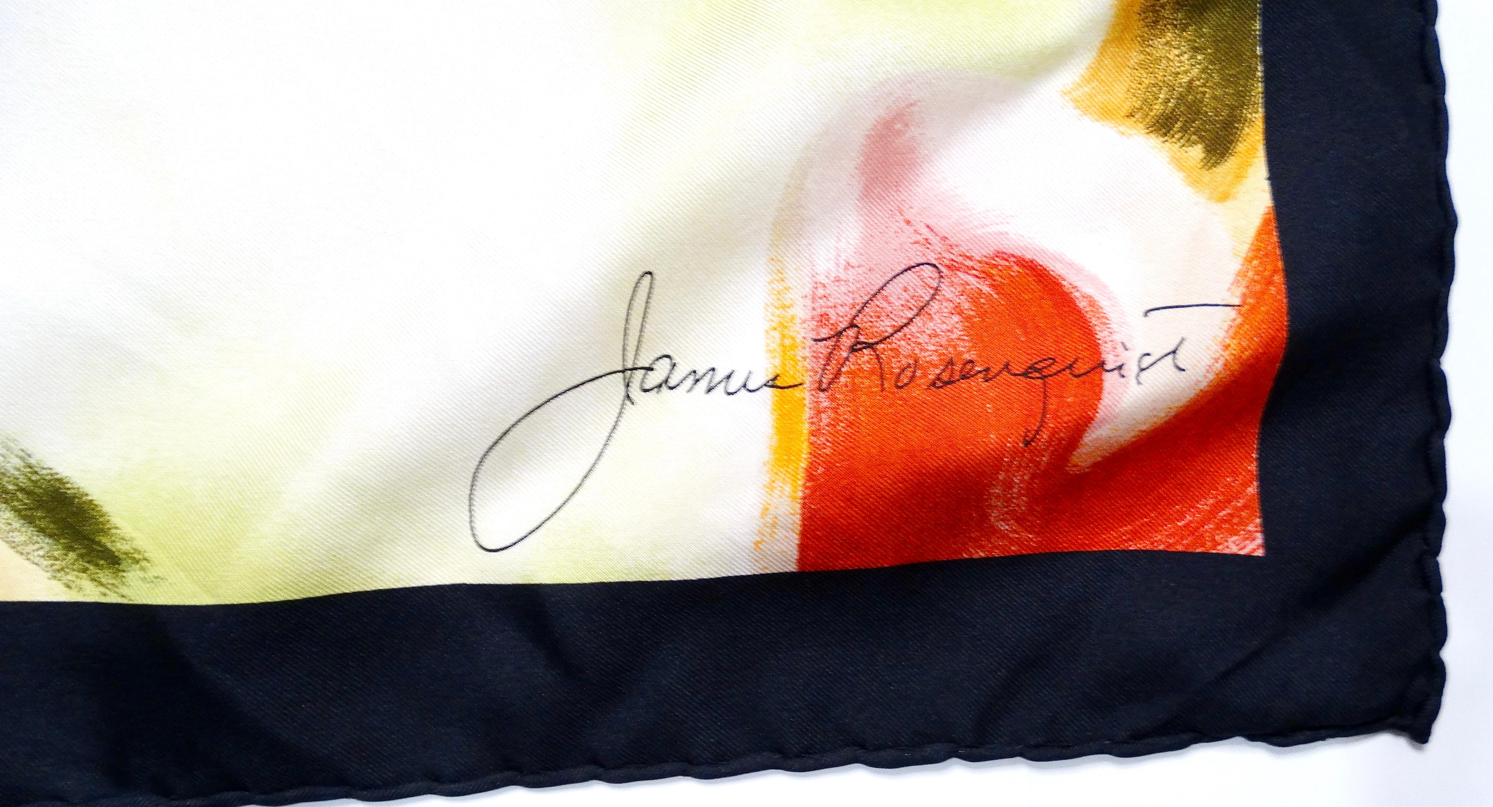 Beige Louis Vuitton x James Rosenquist Abstract Pop Art Silk Print Scarf circa 1987 For Sale