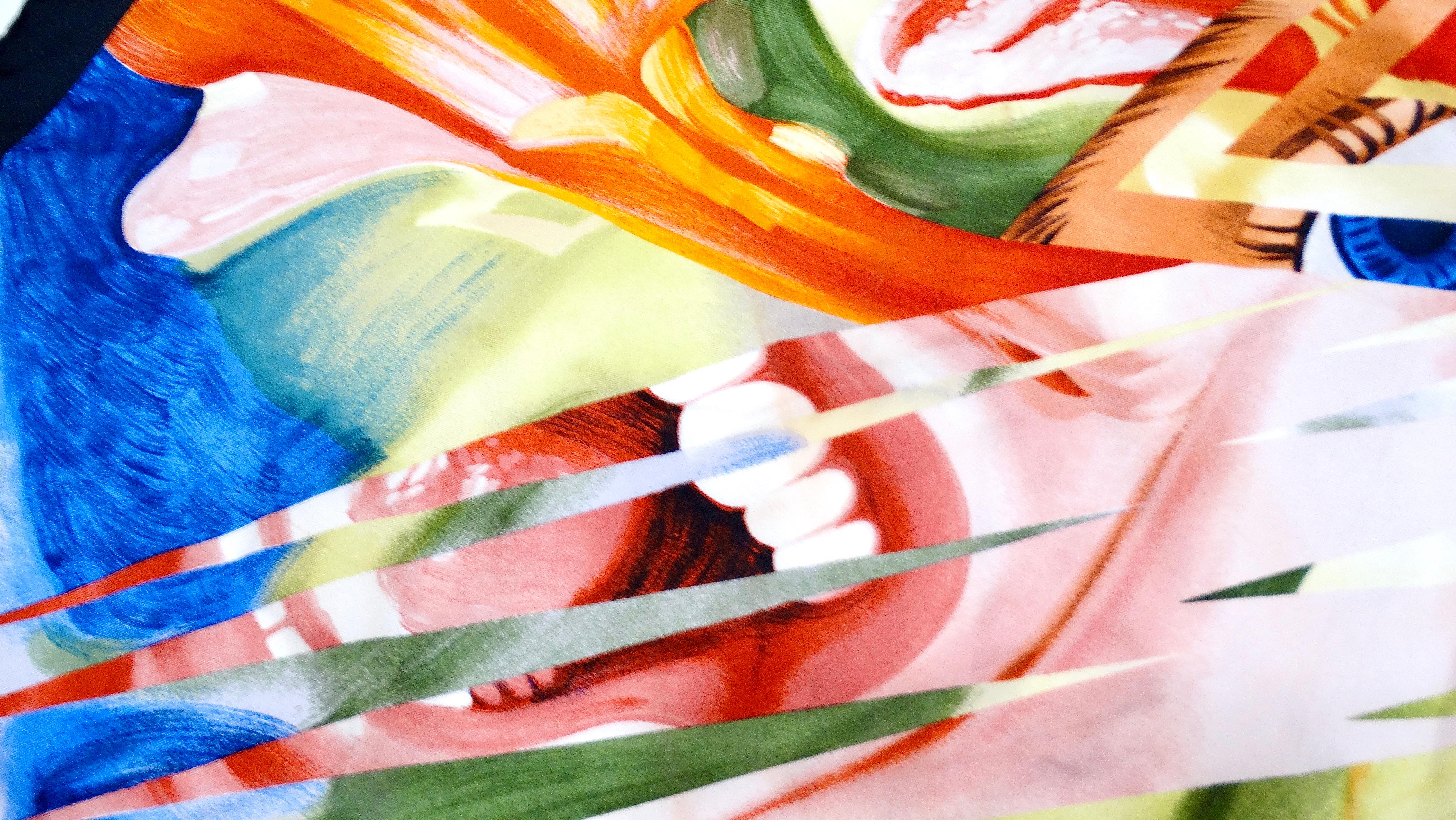 Women's or Men's Louis Vuitton x James Rosenquist Abstract Pop Art Silk Print Scarf circa 1987 For Sale