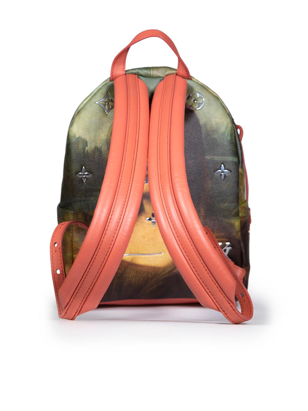 Louis Vuitton x Jeff Koons 2017 Green Leather Da Vinci Palm Springs MM In Good Condition For Sale In London, GB