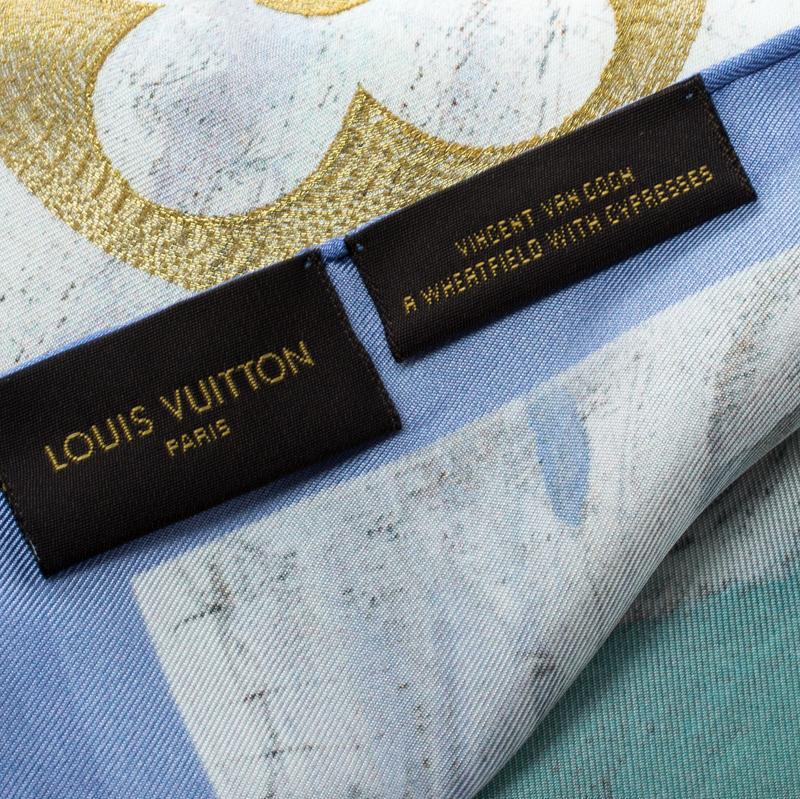 Louis Vuitton X Jeff Koons A Wheatfield Cypresses Printed Lurex Square Scarf 1