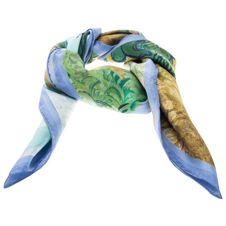 Louis Vuitton X Jeff Koons A Wheatfield Cypresses Printed Lurex Square Scarf For Sale at 1stdibs