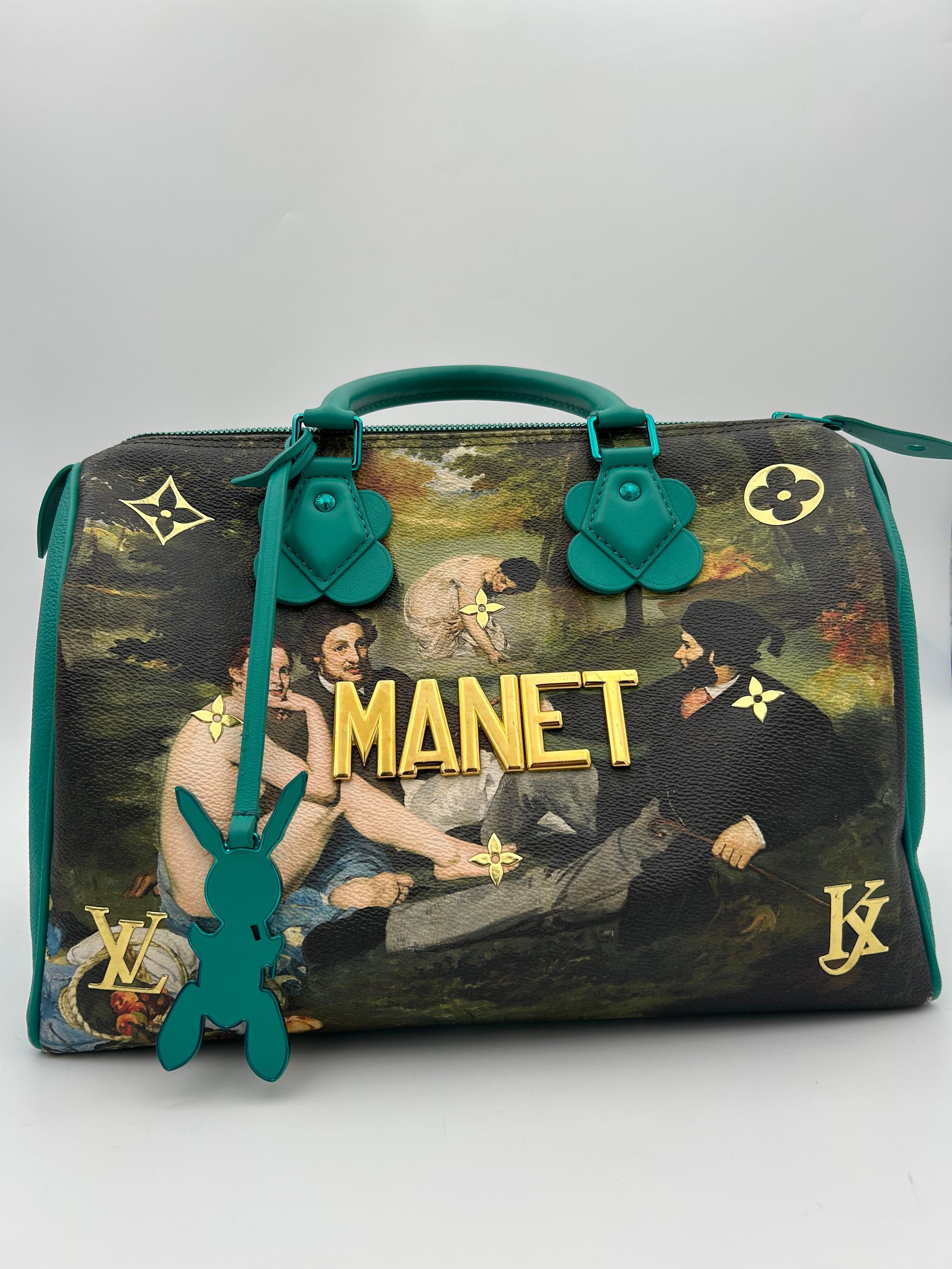 Black Louis Vuitton x Jeff Koons MANET Speedy 30 For Sale