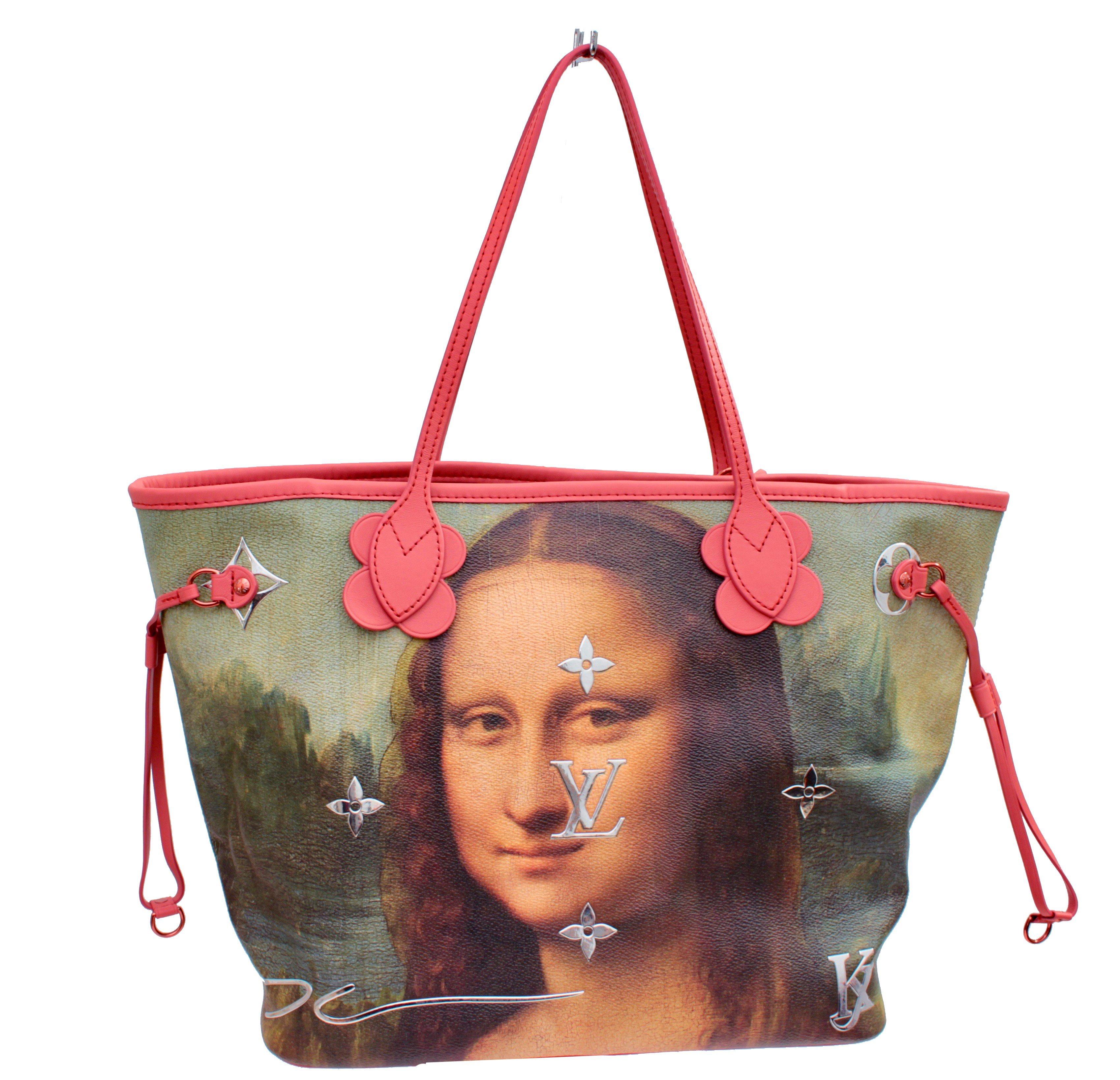 louis vuitton neverfull with pouch 'masters' da vinci mona lisa jeef koons bag