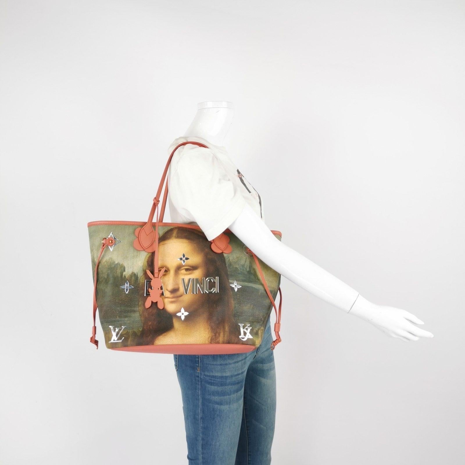 Louis Vuitton x Jeff Koons Monalisa Masters Neverfull MM Tote Medium These are professional photos of the actual bag. Discover the da Vinci Monalisa Neverfull MM tote bag in Poppy, part of the exclusive Louis Vuitton x Jeff Koons Limited Edition