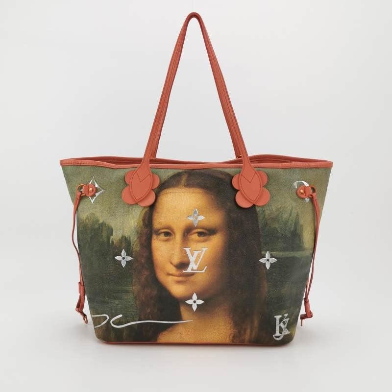 Brown Louis Vuitton x Jeff Koons Monalisa Masters Neverfull MM Tote Medium