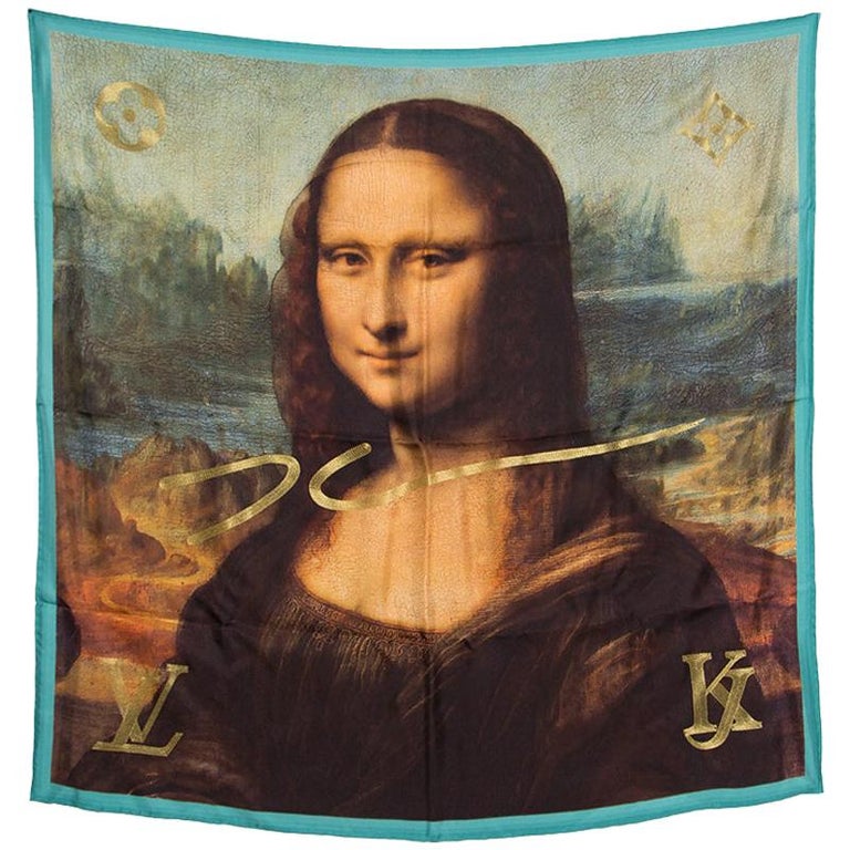 Louis Vuitton X Jeff Koons Monalisa Printed Silk Lurex Embroidered Square  Scarf For Sale at 1stDibs | louis vuitton mona lisa scarf, mona lisa louis  vuitton