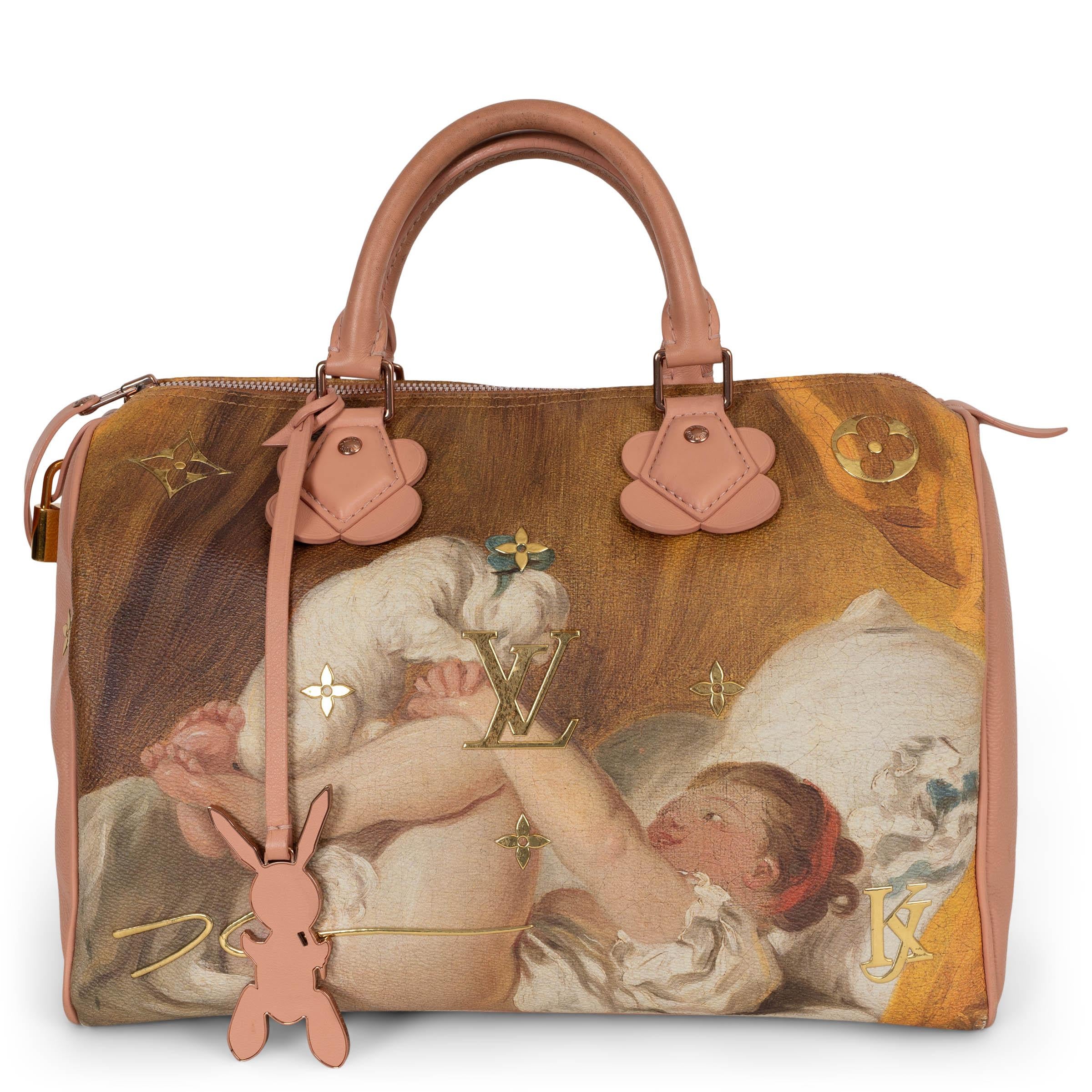 Brown LOUIS VUITTON x JEFF KOONS pink 2017 MASTERS FRAGONARD SPEEDY 30 Bag For Sale