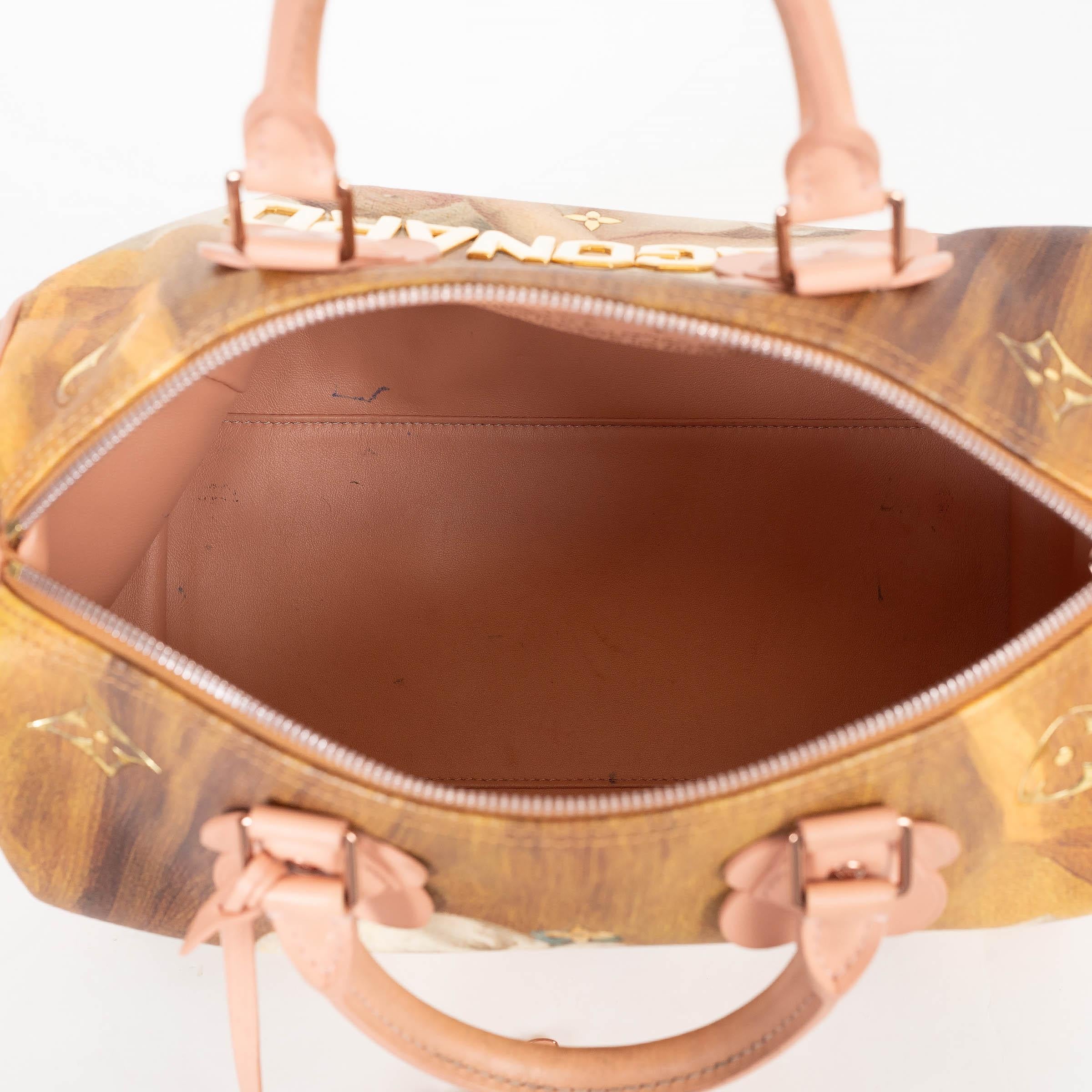 Women's LOUIS VUITTON x JEFF KOONS pink 2017 MASTERS FRAGONARD SPEEDY 30 Bag For Sale