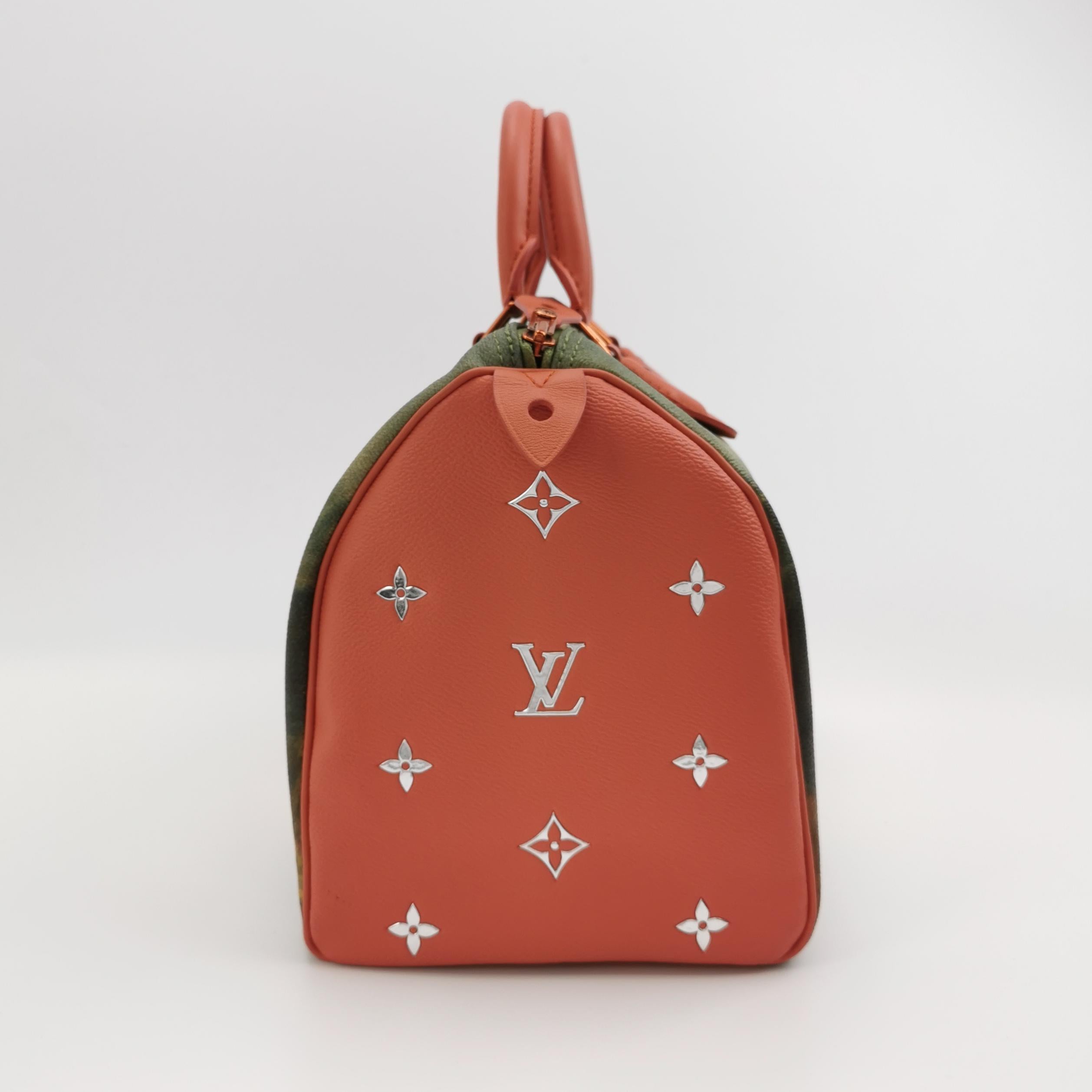 Brown Louis Vuitton x Jeff Koons Speedy 30 Monalisa Top Handle Bag For Sale