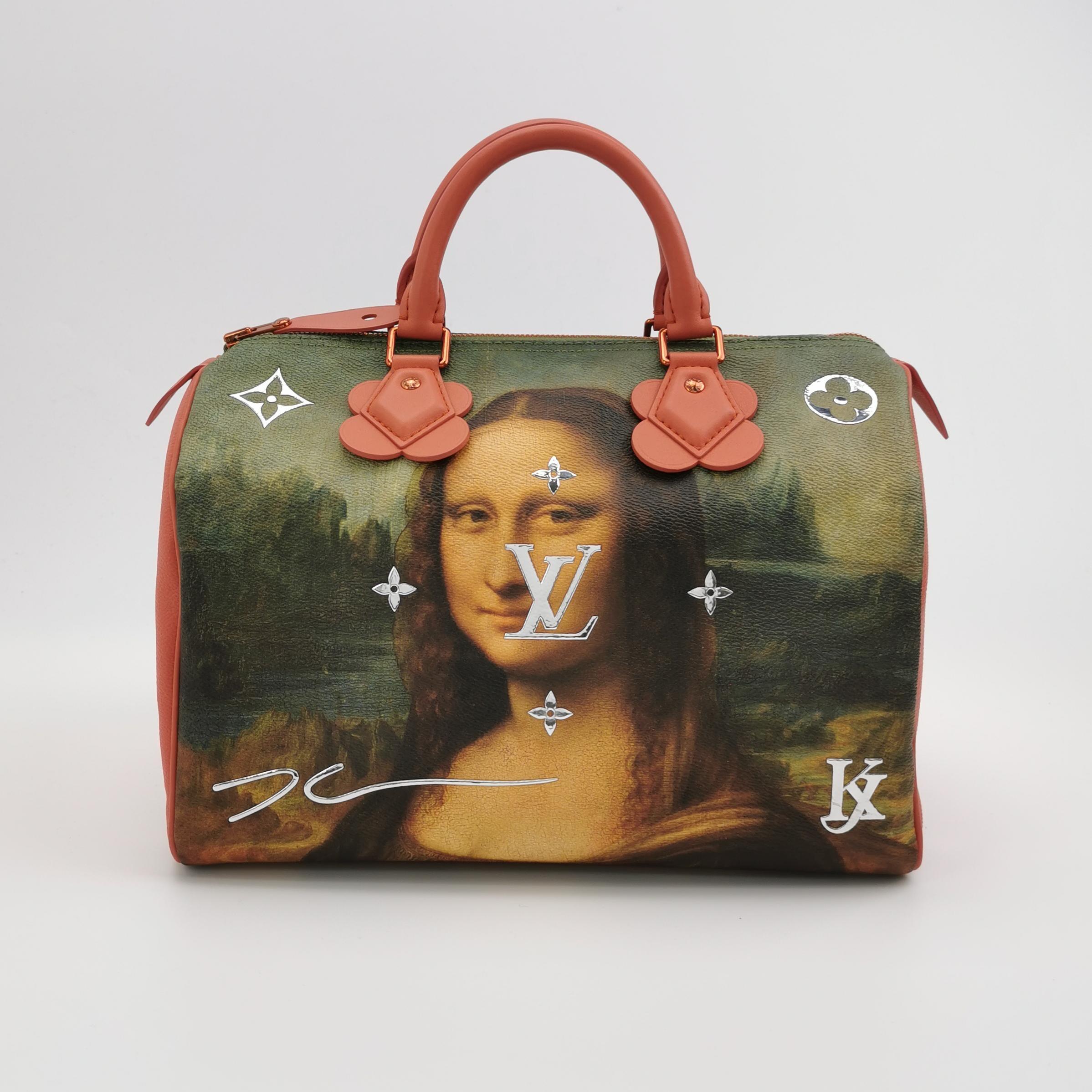 Louis Vuitton x Jeff Koons Speedy 30 Monalisa Top Handle Bag For Sale 2