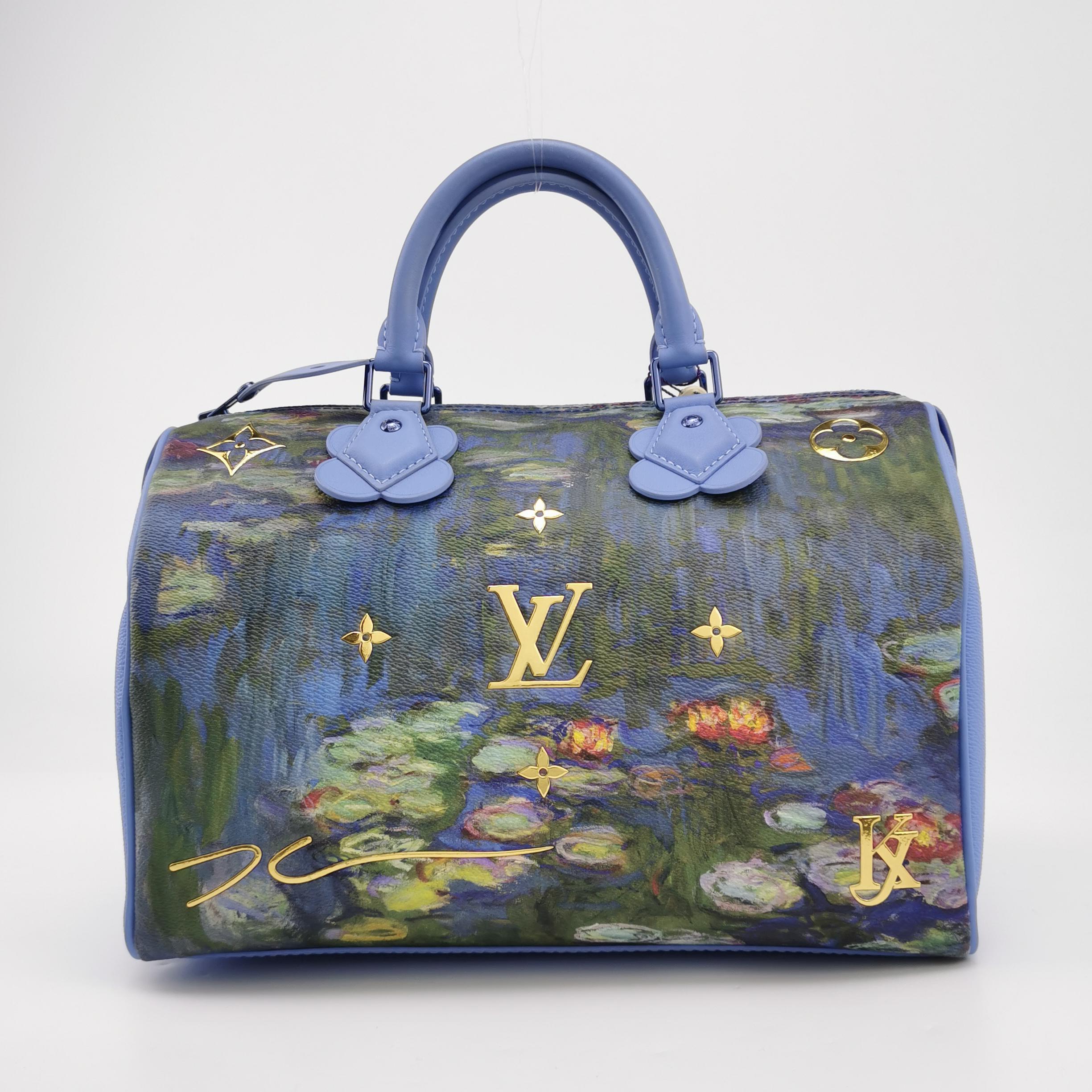 Gris Louis Vuitton x Jeff Koons Speedy 30 Monet Water Lilies Top Handle Bag en vente