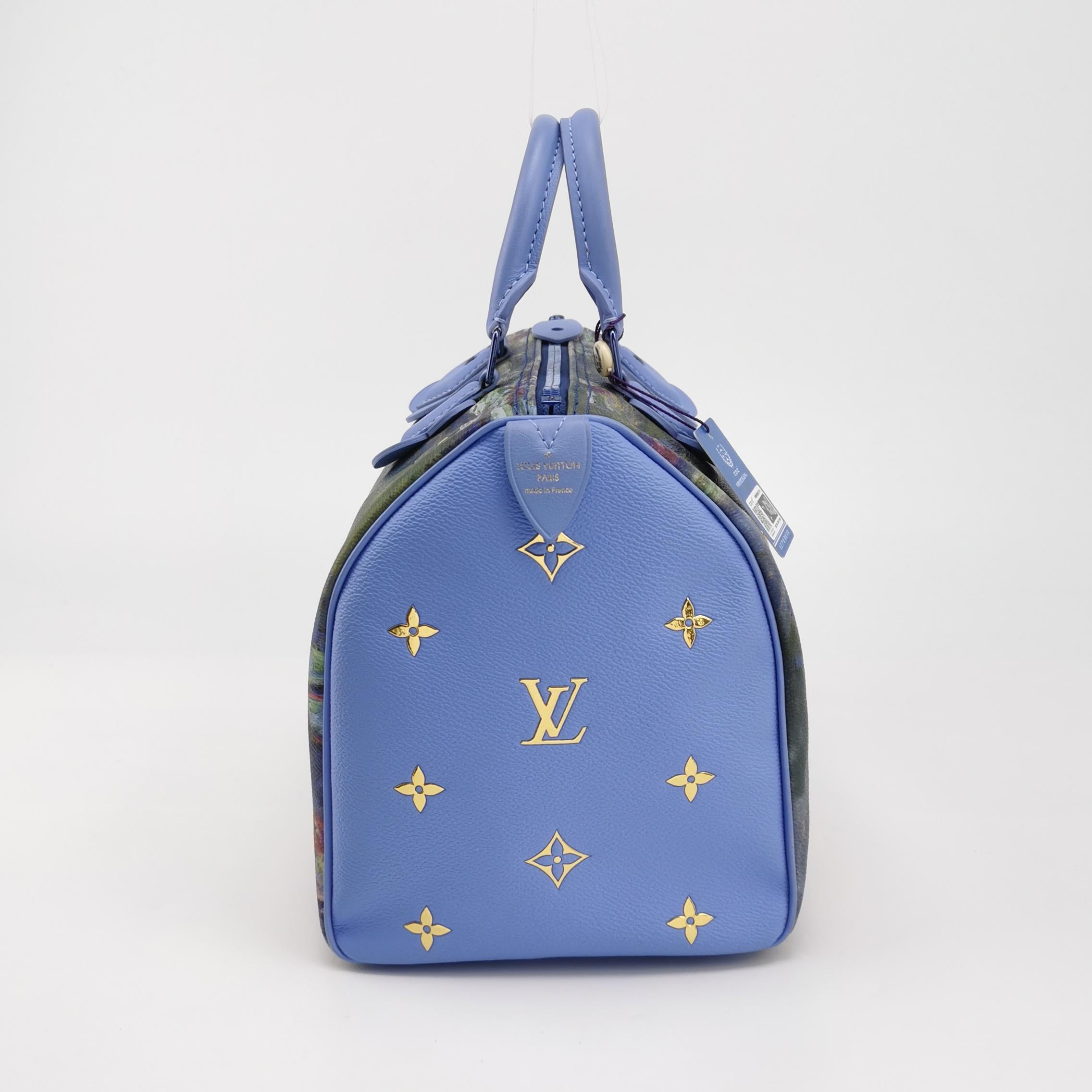 Louis Vuitton x Jeff Koons Speedy 30 Monet Water Lilies Top Handle Bag Excellent état - En vente à AUBERVILLIERS, FR