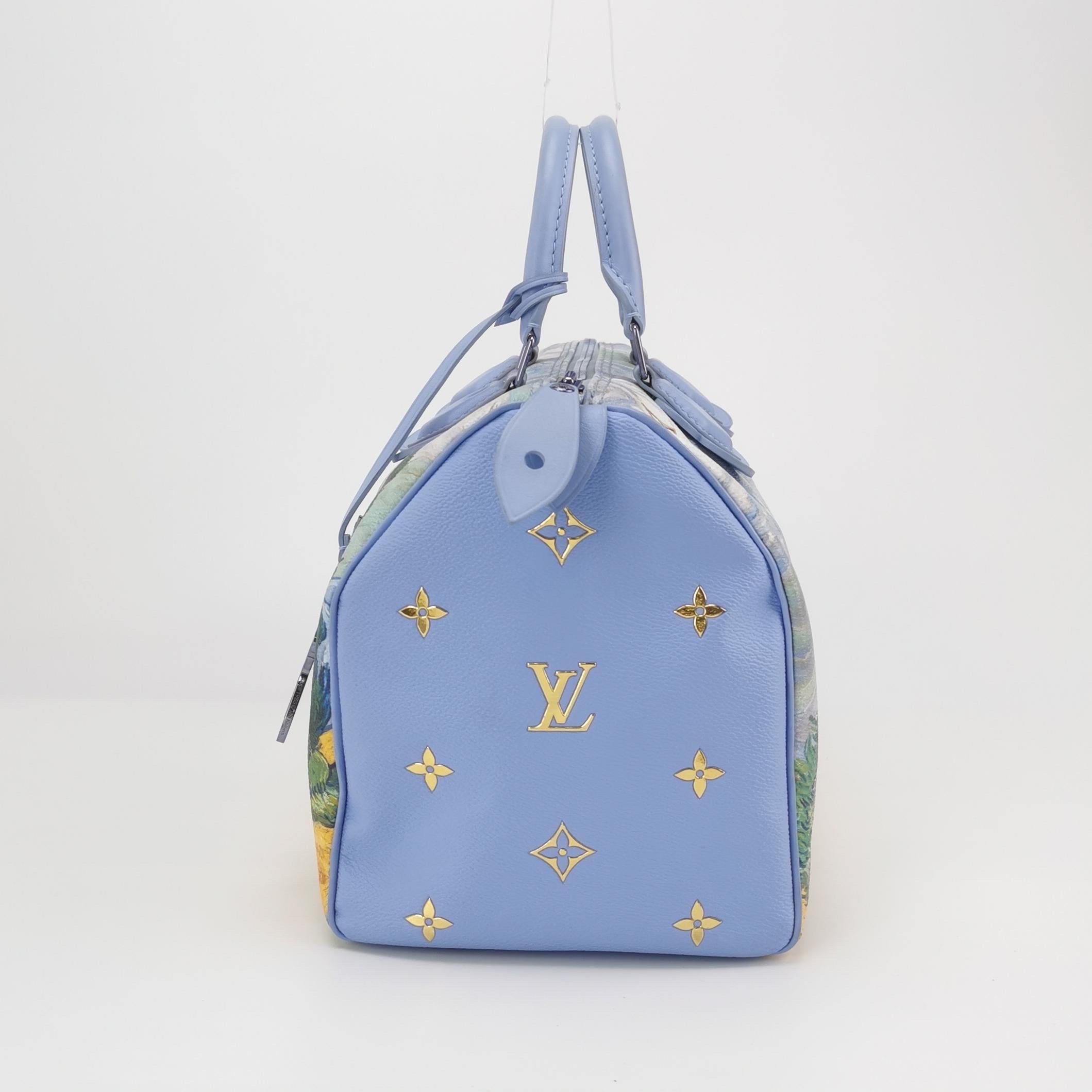 Gray Louis Vuitton x Jeff Koons Speedy 30 Van Gogh Top Handle Bag 2017 For Sale