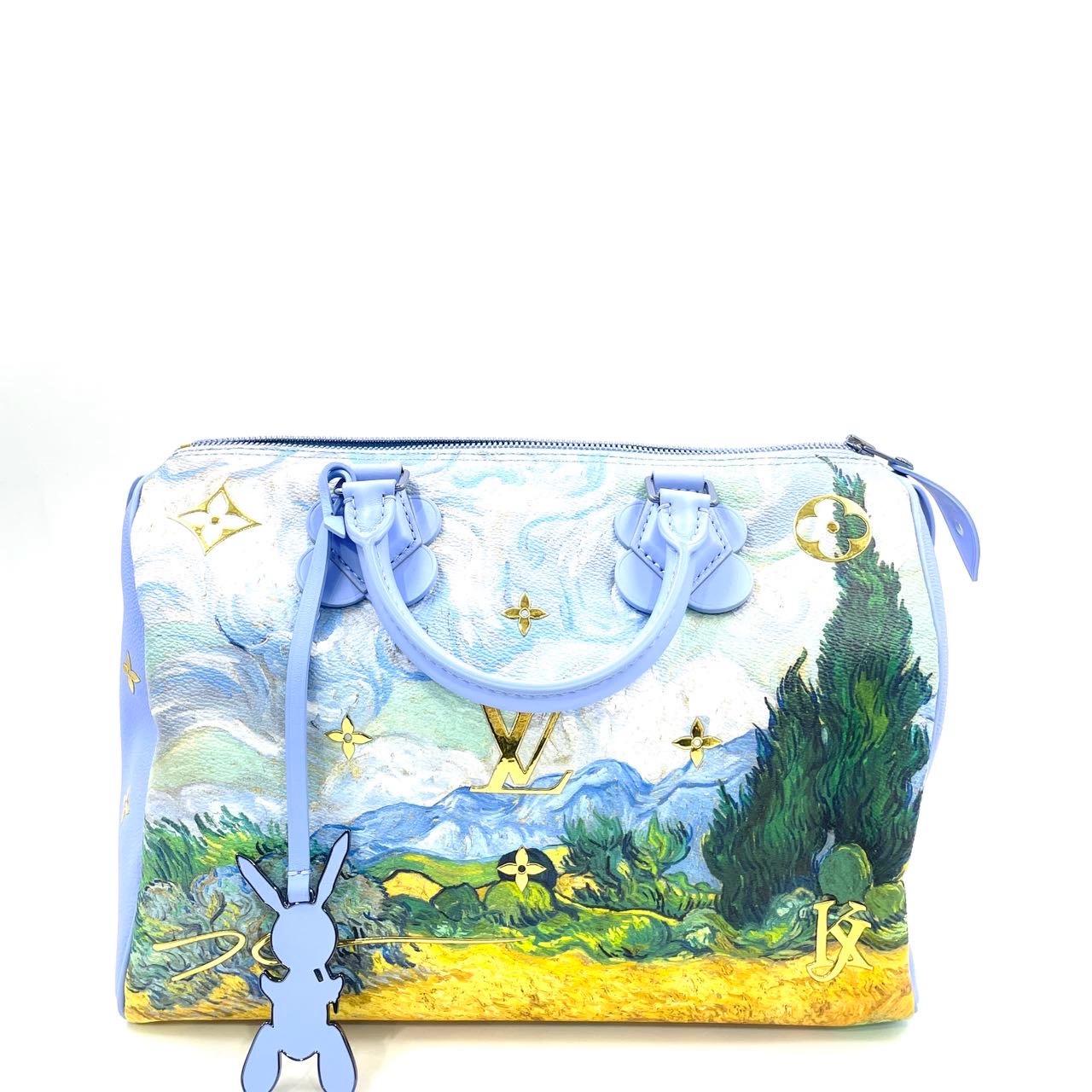 Louis Vuitton x Jeff Koons Speedy 30 Van Gogh Top Handle Bag mit Griff oben (Grau) im Angebot