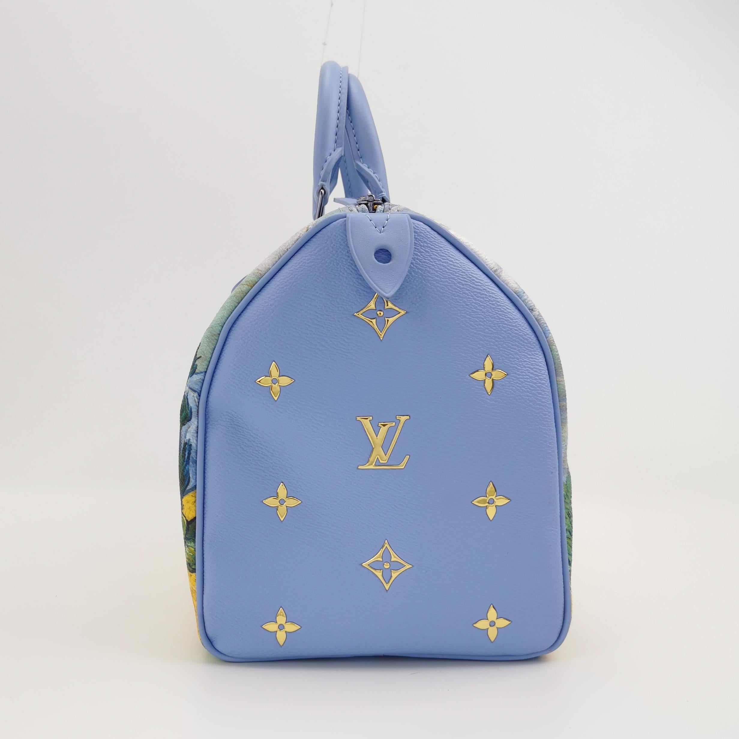 Bolso de asa superior Louis Vuitton x Jeff Koons Speedy 30 Van Gogh Gris en venta