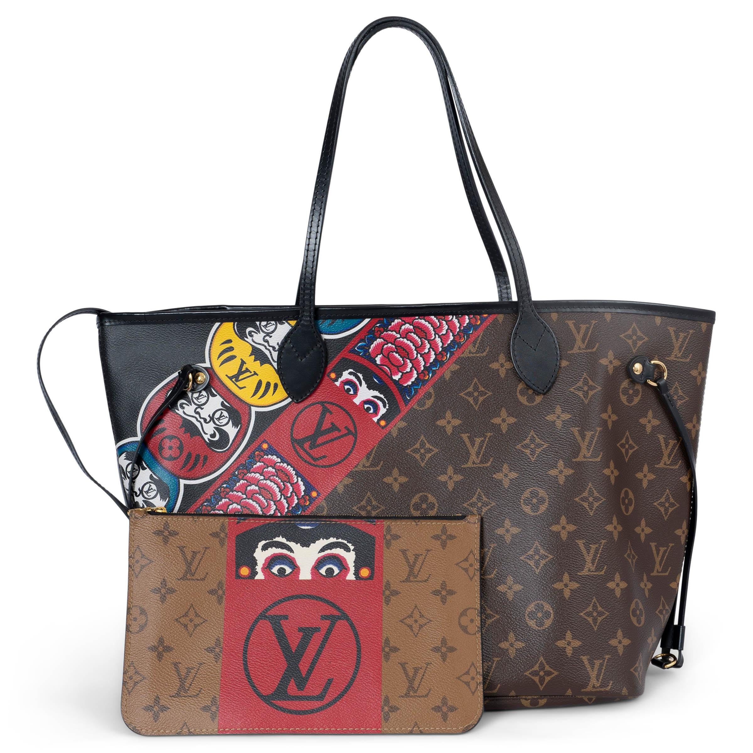 Women's LOUIS VUITTON x KANSAI YAMAMOTO brown Monogram Kabuki 2018 NEVERFULL MM Bag