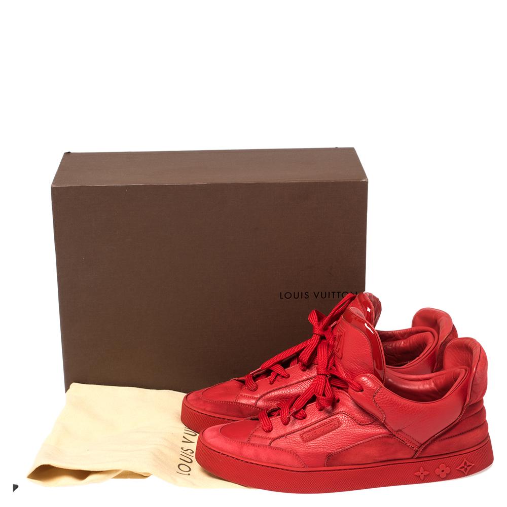 Men's Louis Vuitton x Kanye West Red Leather and Suede Don High Top Sneakers Size 43.5