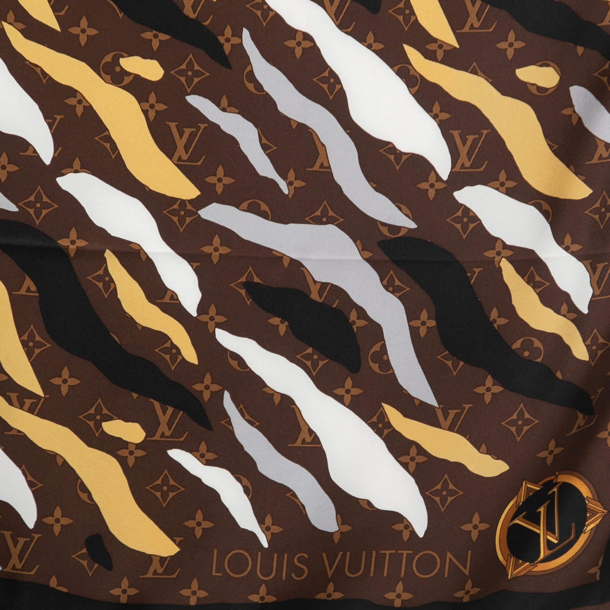 Louis Vuitton x LOL Brown Monogram Silk Scarf In Excellent Condition In Dubai, Al Qouz 2