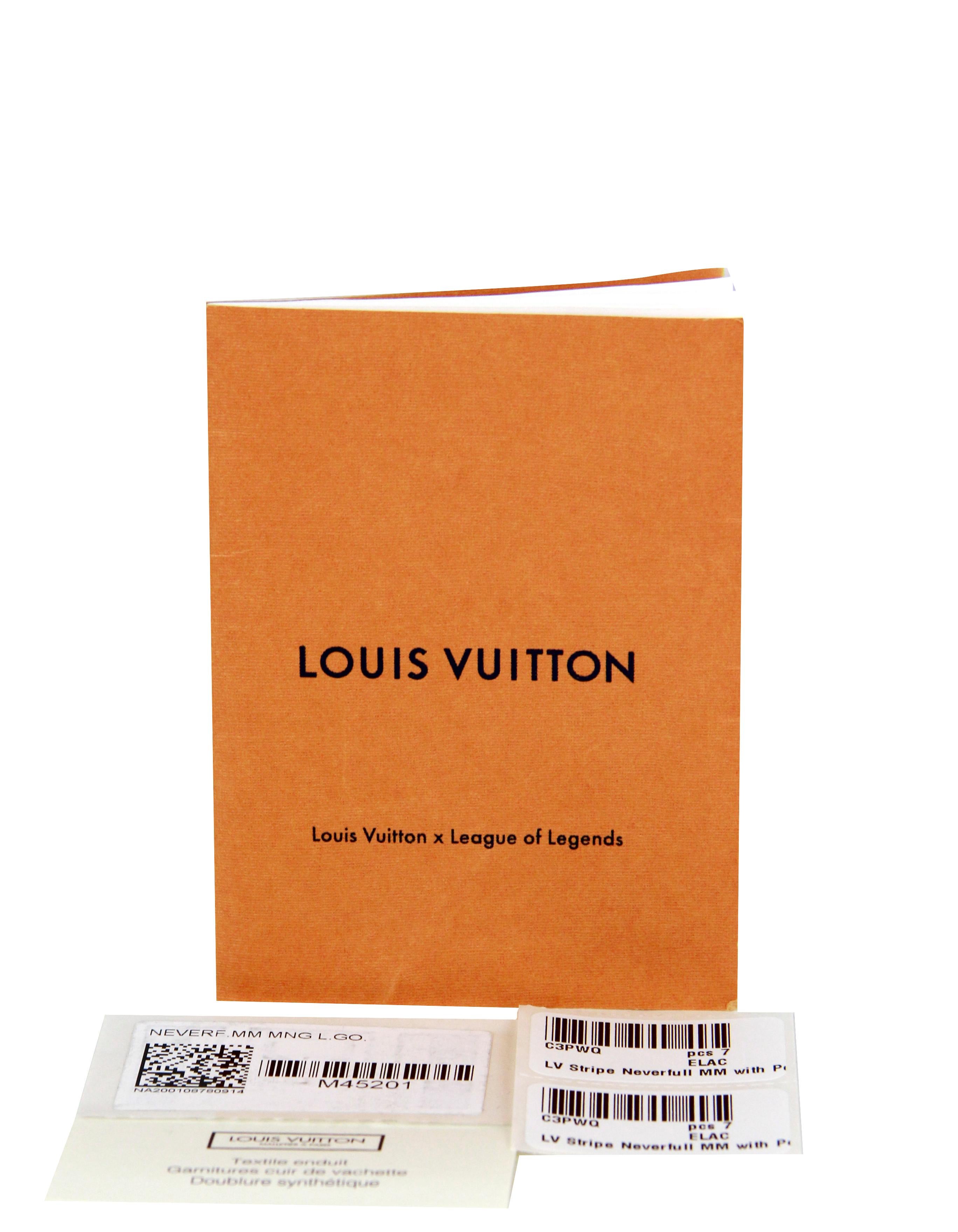 Black Louis Vuitton X LOL Gold/Silver Stripe Monogram Neverfull MM Tote Bag