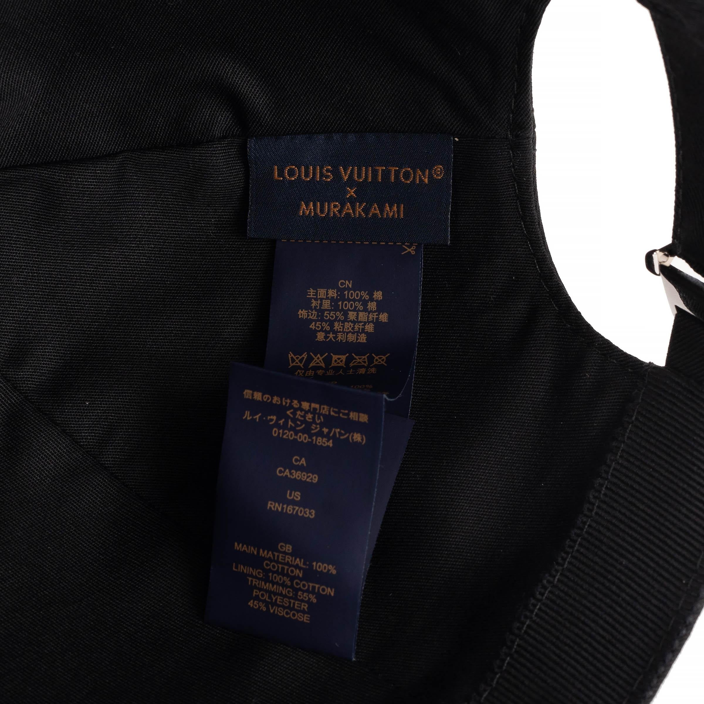 LOUIS VUITTON x Murakami nero cotone 2025 SUPERFLAT Cappello da baseball 57 in vendita 3