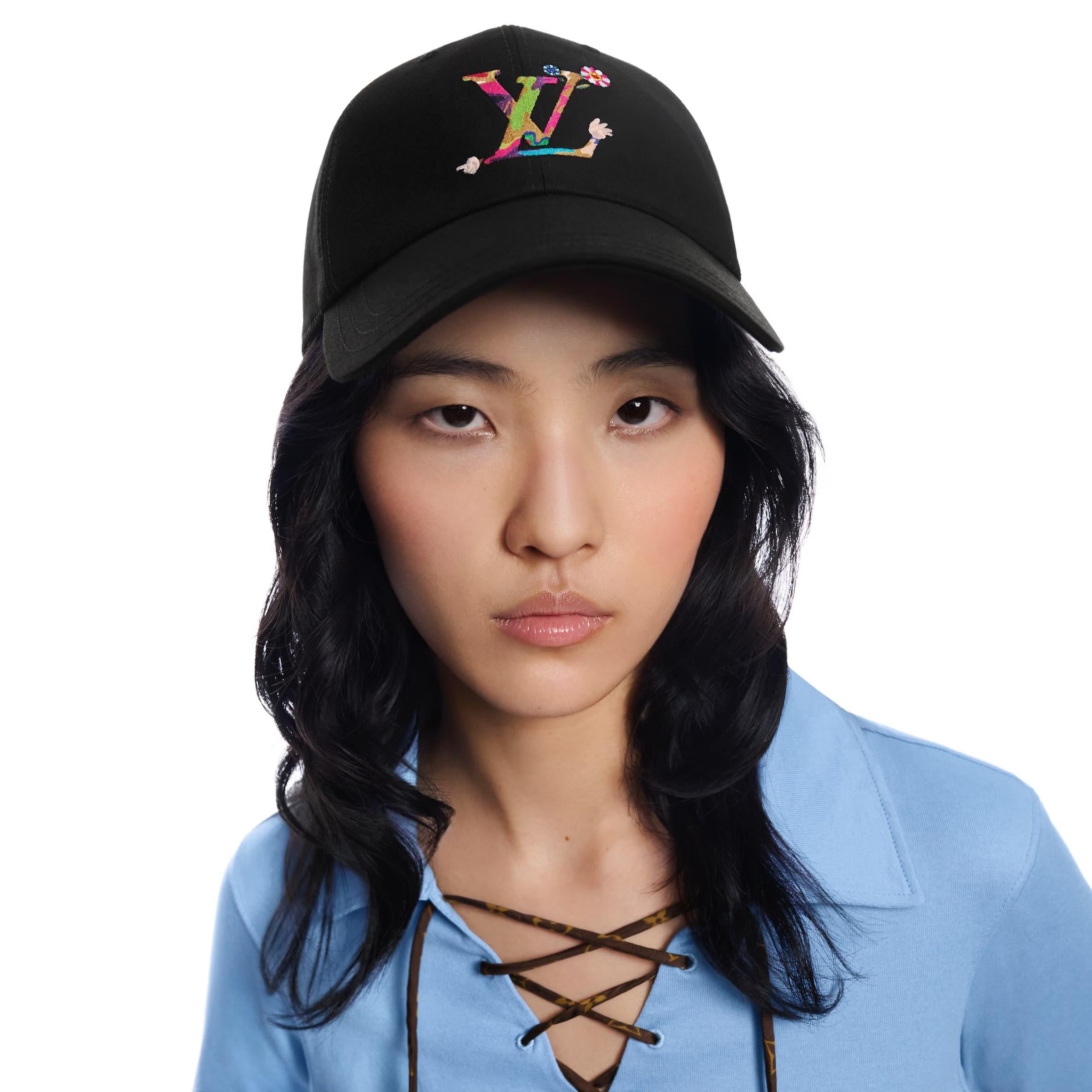 LOUIS VUITTON x Murakami nero cotone 2025 SUPERFLAT Cappello da baseball 57 in vendita 4