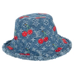 LOUIS VUITTON x MURAKAMI blue 2025 MONOGRAM DENIM CERISE Bucket Hat 58