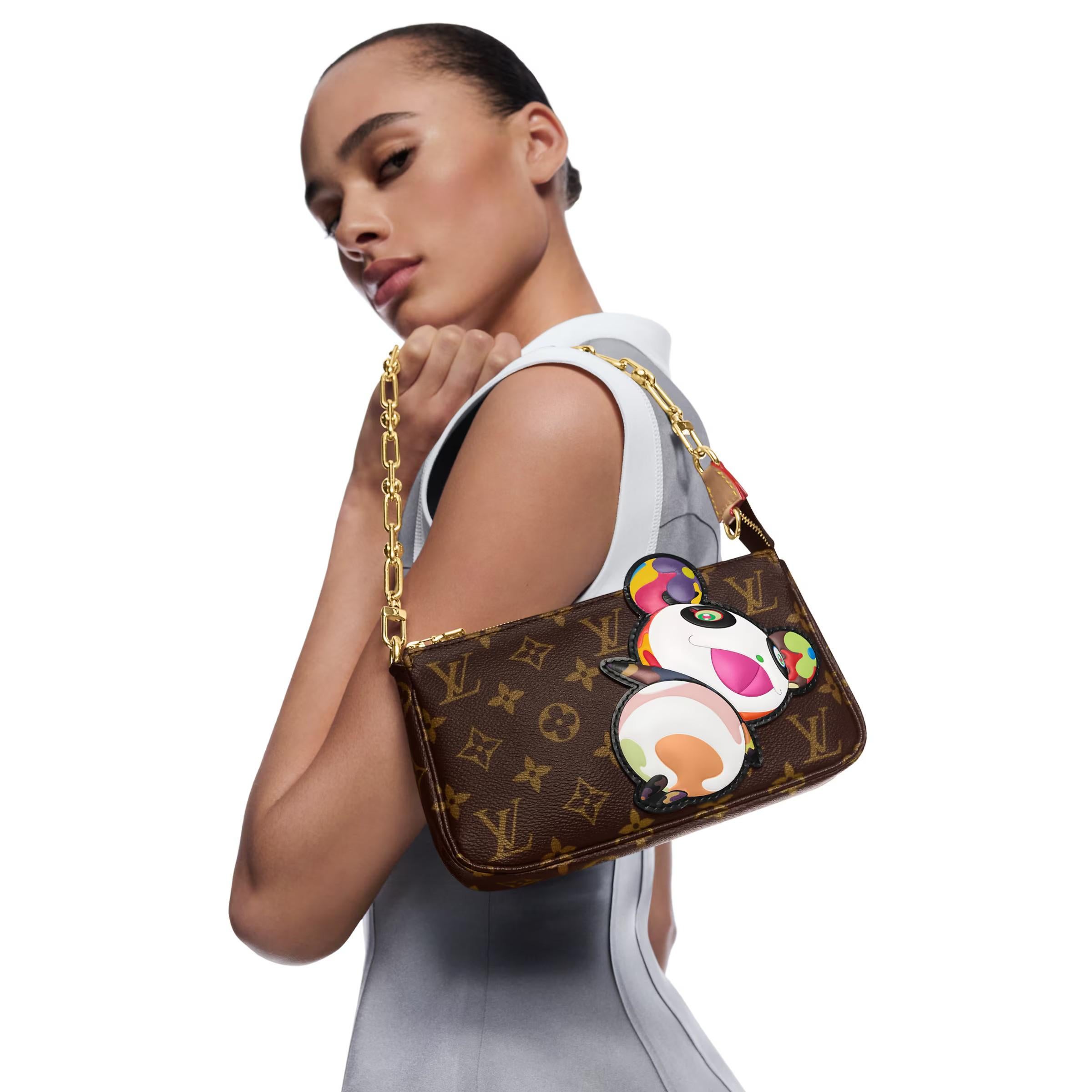 Borsa LOUIS VUITTON x Murakami marrone in tela Monogram PANDA POCHETTE ACCESSOIRES in vendita 7