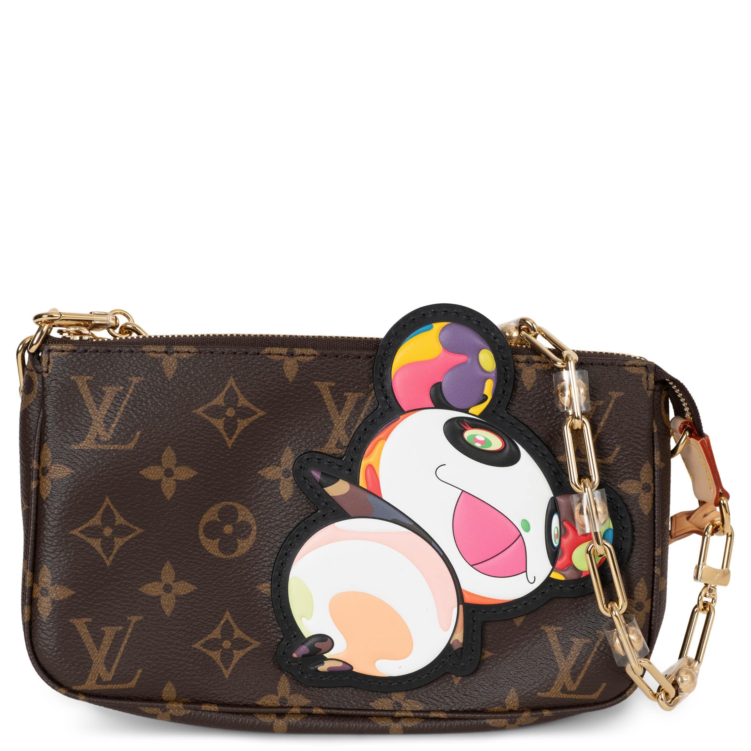 Borsa LOUIS VUITTON x Murakami marrone in tela Monogram PANDA POCHETTE ACCESSOIRES in vendita 1