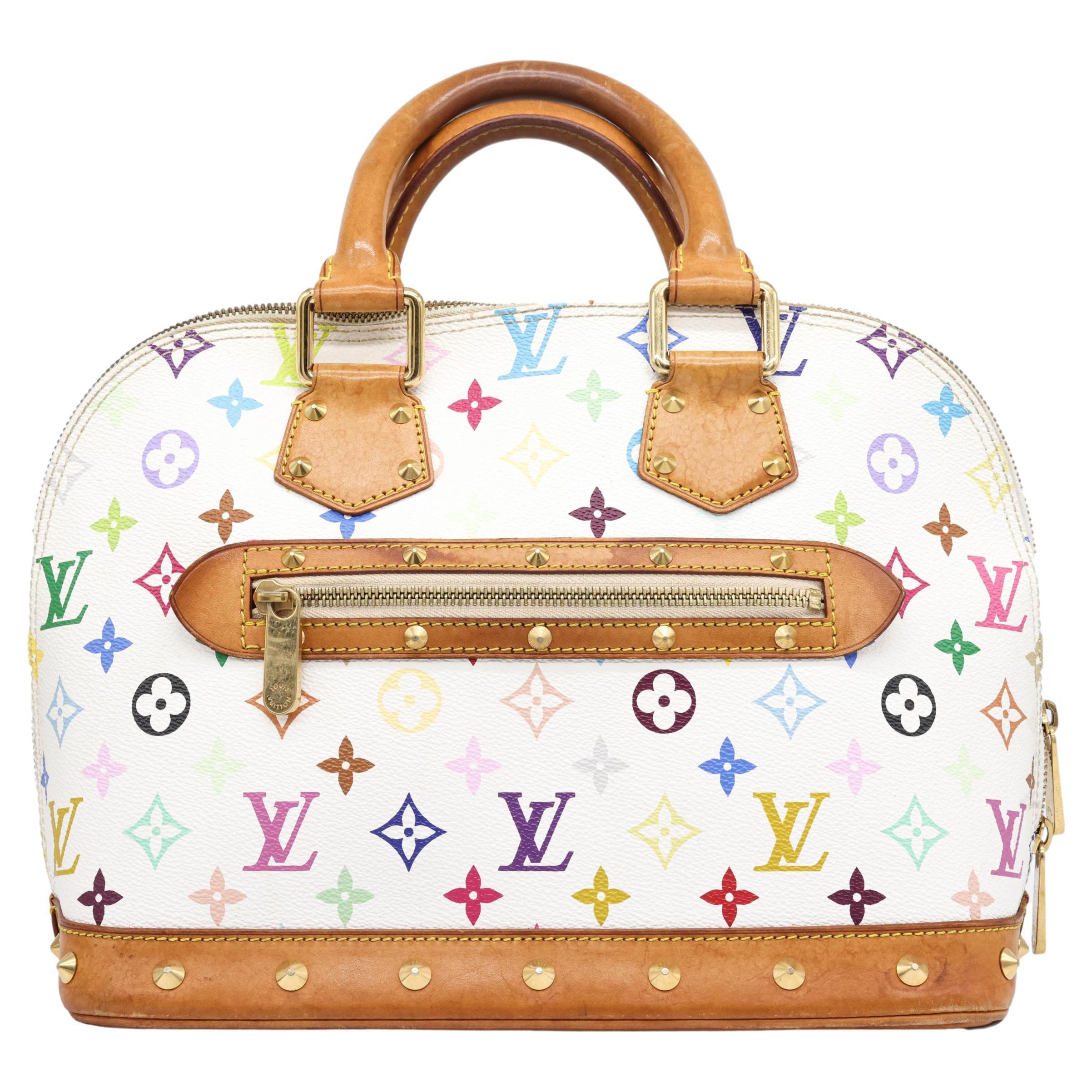 LOUIS VUITTON Alma GM Handbag Multi-Color White - RARE Iconic