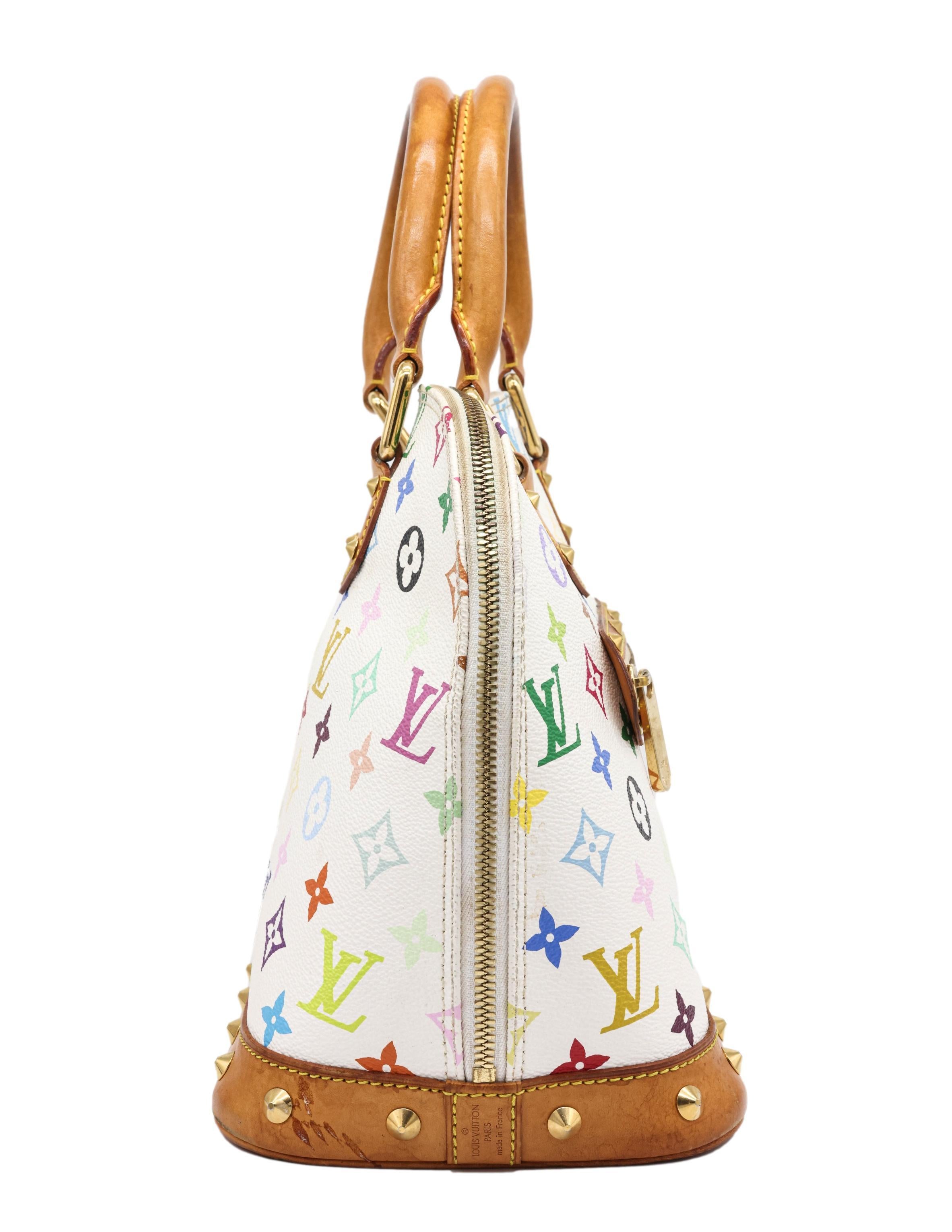 White Louis Vuitton x Murakami Limited Edition Monogram Multicolor Alma Top Handle Bag For Sale