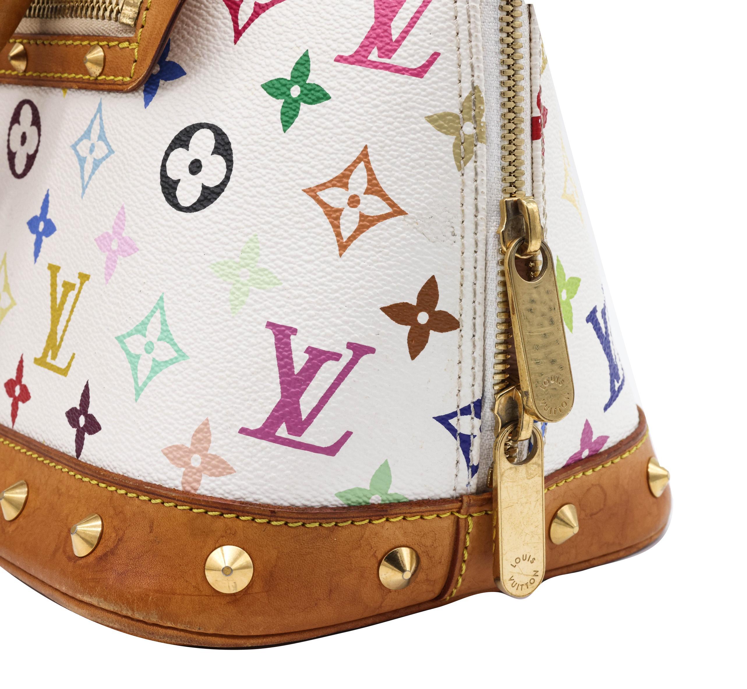 Louis Vuitton x Murakami Limited Edition Monogram Multicolor Alma Top Handle Bag In Good Condition For Sale In Banner Elk, NC