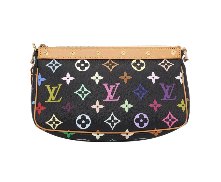 Louis Vuitton x Murakami Limited Edition Monogram Black Multicolor Pochette Bag, 2003. This incredibly rare and highly sought after piece of Louis Vuitton history became a worldwide phenomenon when Japanese artist Takashi Murakami teamed up with the