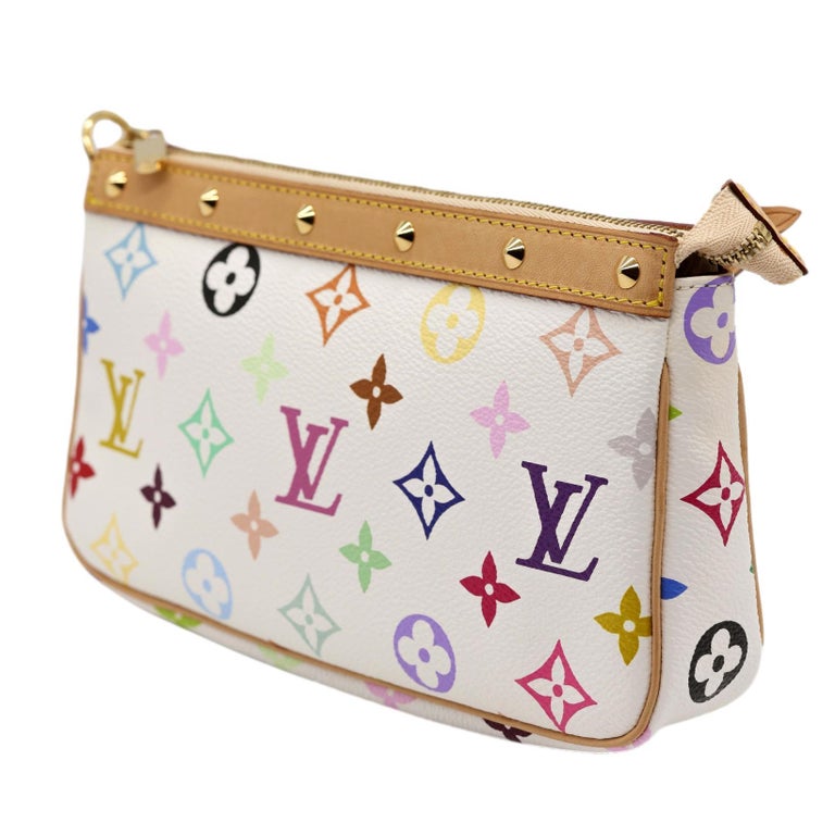 Louis Vuitton x Murakami Limited Edition Monogram Multicolor Pochette Bag, 2003. In Excellent Condition For Sale In Banner Elk, NC