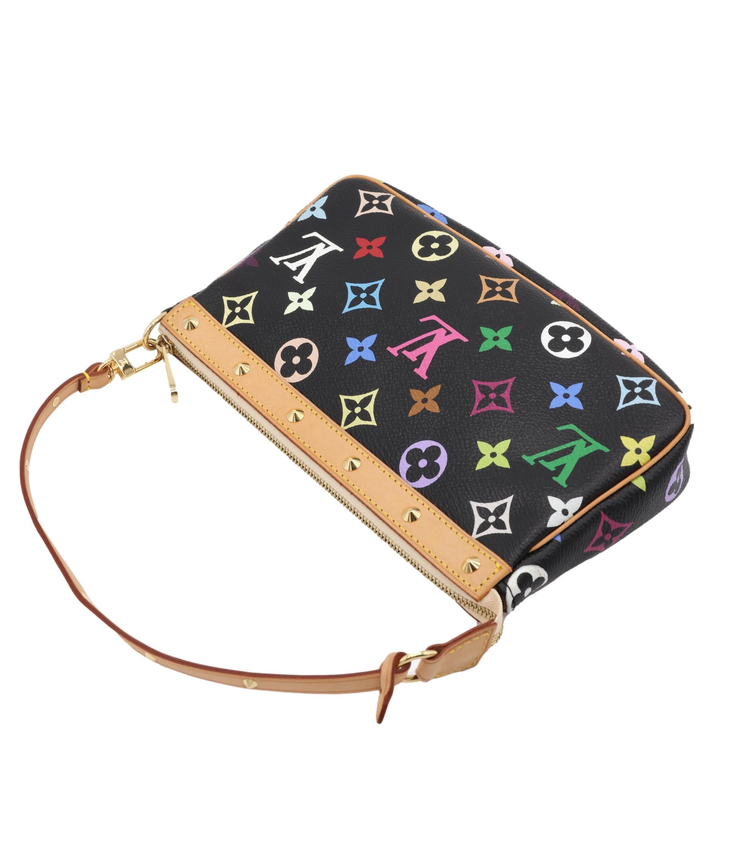 Black  Louis Vuitton x Murakami Limited Edition Monogram Multicolor Pochette Bag, 2003