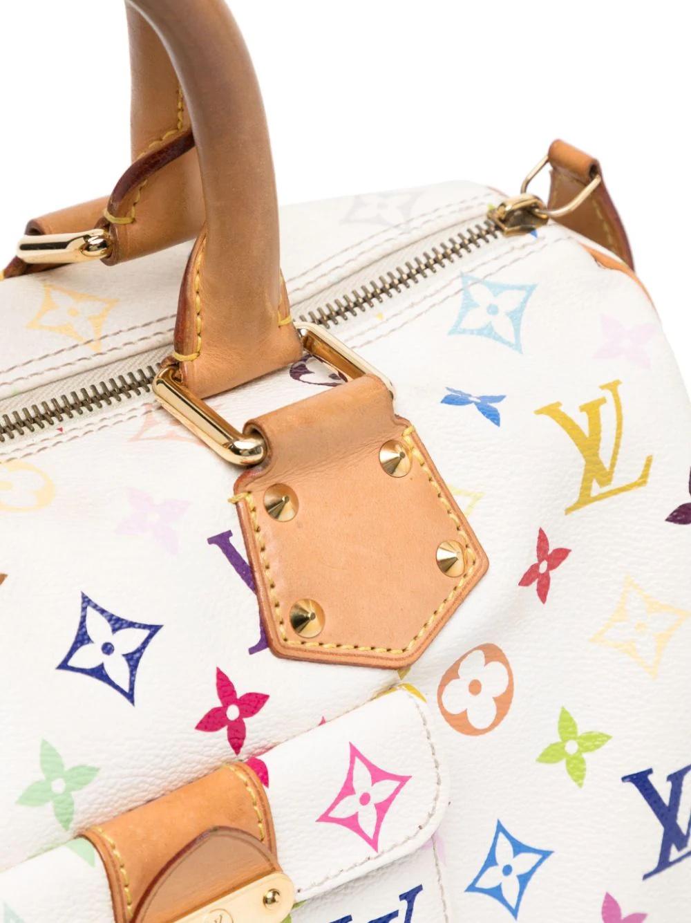 The 2003 Louis Vuitton x Takashi Murakami collaboration features this beautiful speedy 30 bag. Seen on the runway and on many celebrities, this is an iconic piece of fashion history. 

* Multicolour
* Signature Monogram Multicolour canvas
* Leather