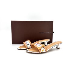 Louis Vuitton x Murakami Monogram Logo Print Slip On Kitten Heel Mules 36.5