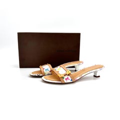 Louis Vuitton x Murakami Monogram Logo White Slip On Kitten Heel Mules 36.5