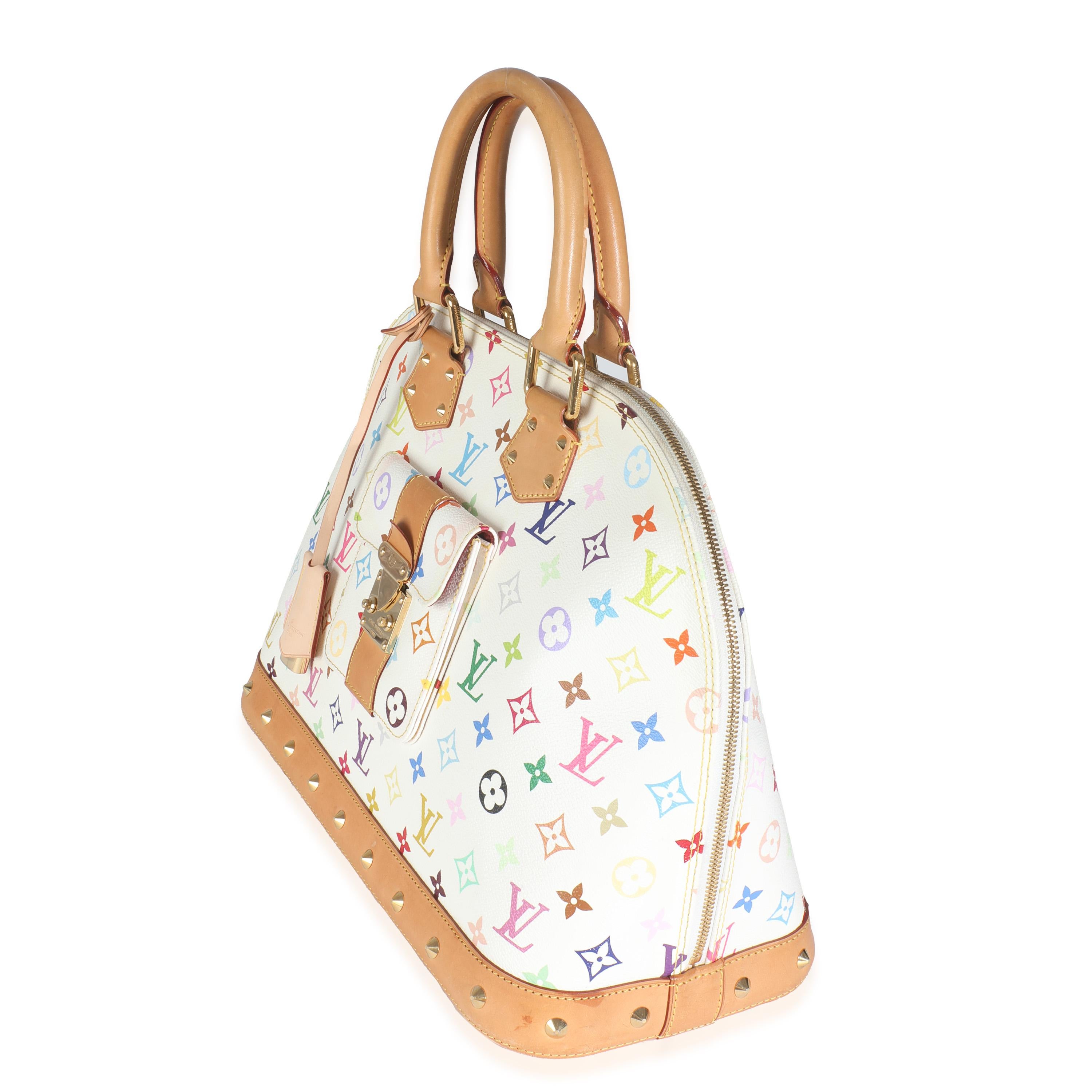 Louis Vuitton x Murakami White Multicolor Monogram Canvas Alma GM In Excellent Condition For Sale In New York, NY