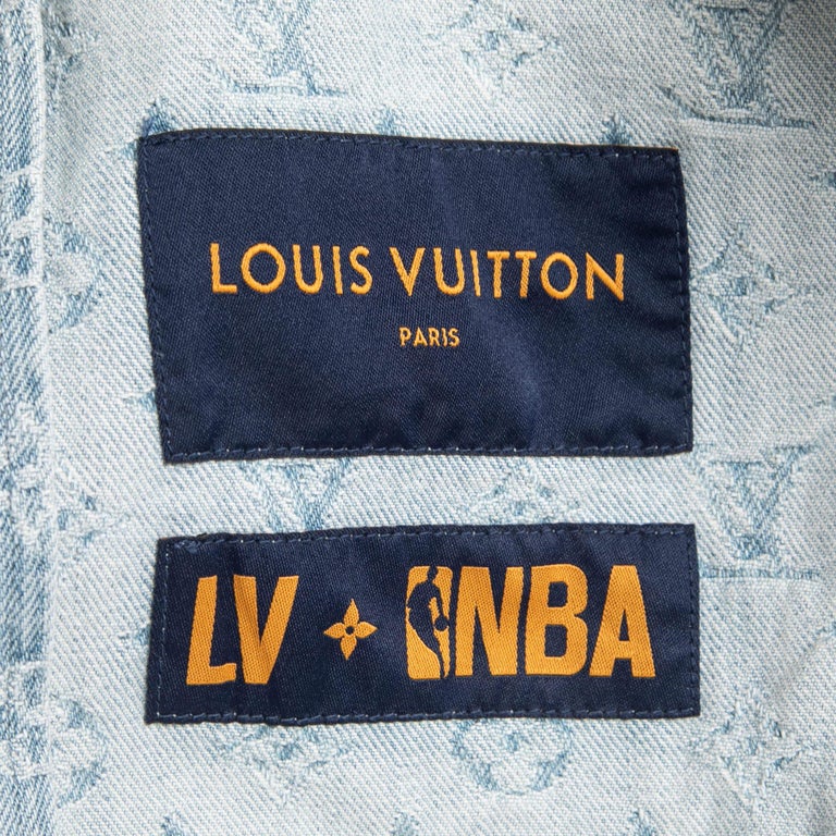 Giacca con cappuccio Louis Vuitton X NBA Blue Monogram Denim su