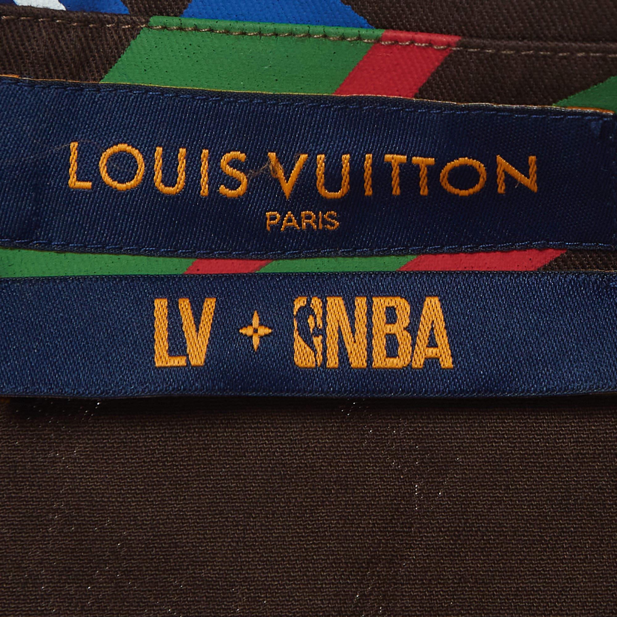 Louis Vuitton X NBA Brown Letter Print Cotton Short Sleeve Shirt M For Sale 3