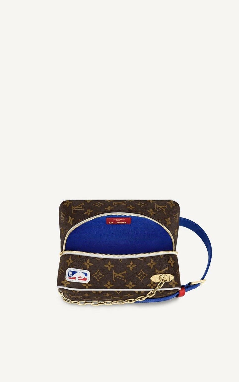 Lot - Louis Vuitton monogram canvas dopp kit makeup bag with leather trim:  7H x 9W x 2 1/4W