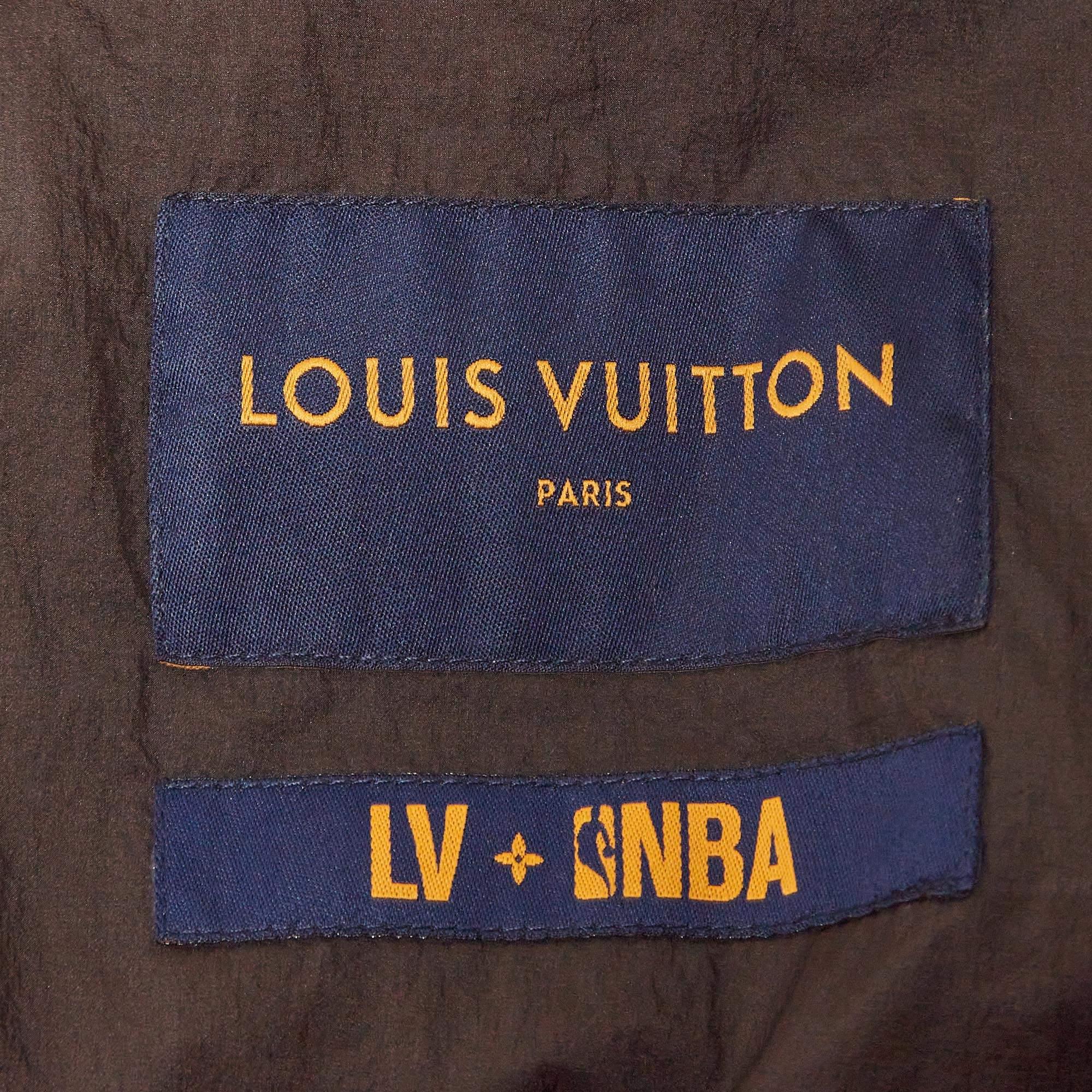 Black Louis Vuitton X NBA Multicolor Letters Print Nylon Hooded Jacket XXL