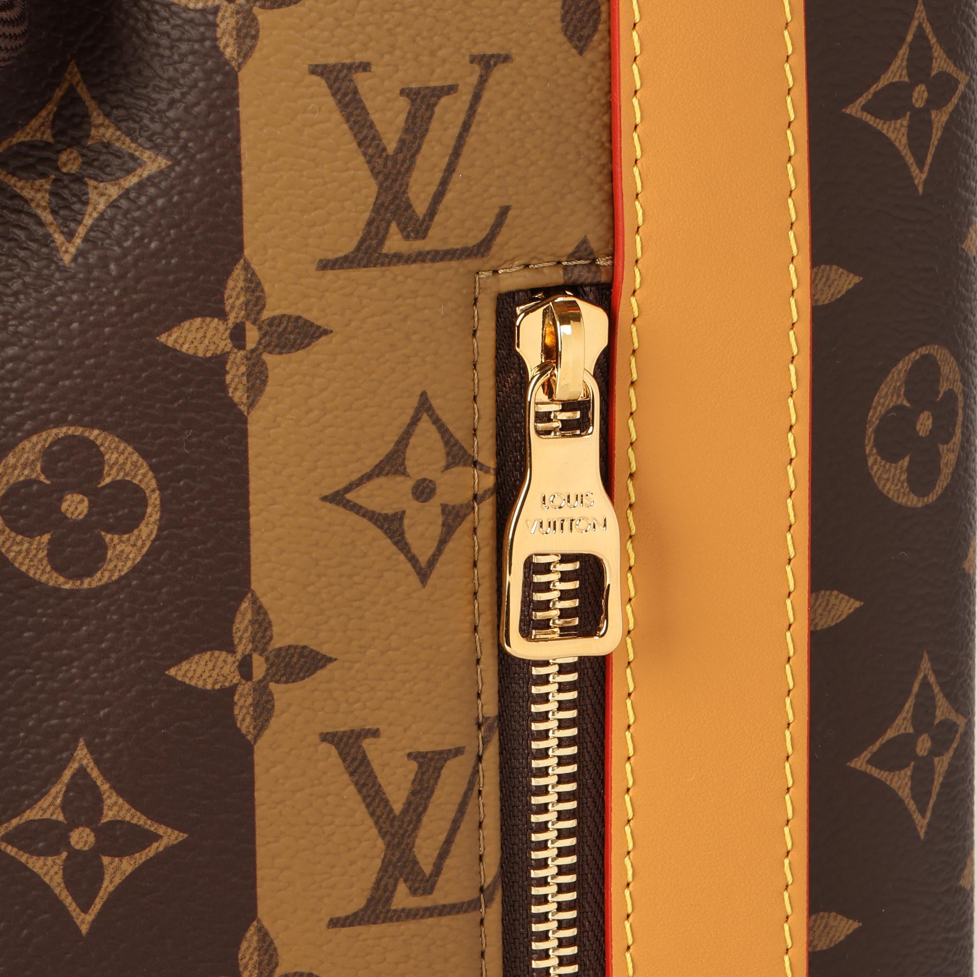 Sac à main Louis Vuitton x Nigo marron à rayures Reverso avec monogramme Randonnee en vente 4