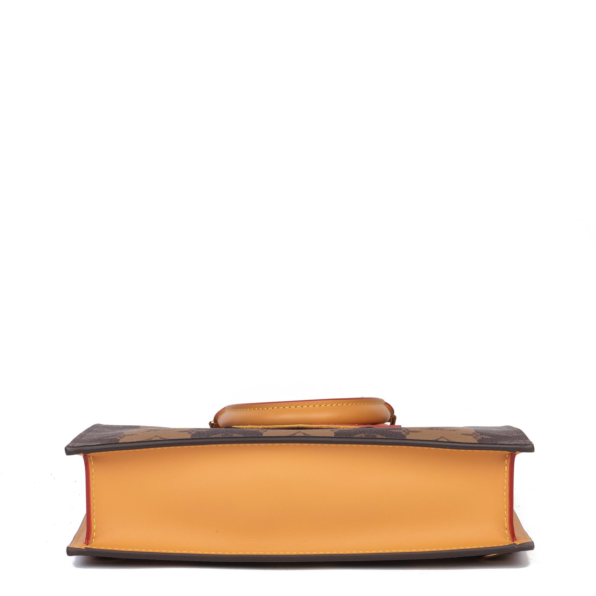LOUIS VUITTON x Nigo Brown Stripe Reverso Monogram Sac Plat Cross en vente 1
