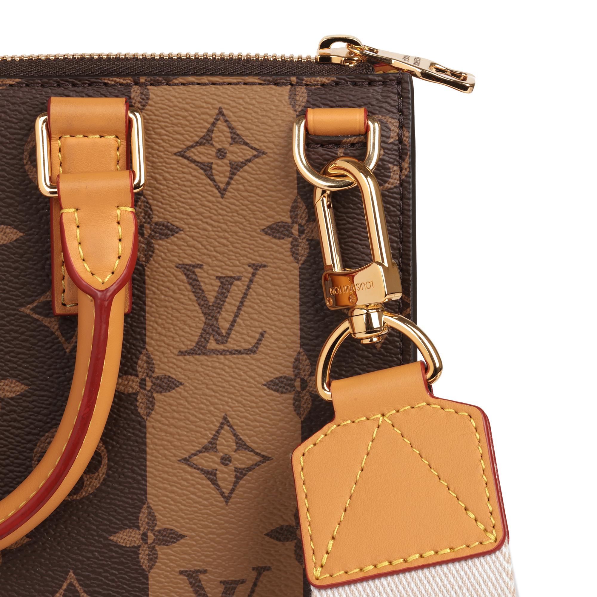 Women's LOUIS VUITTON x Nigo Brown Stripe Reverso Monogram Coated Canvas Sac Plat Cross For Sale