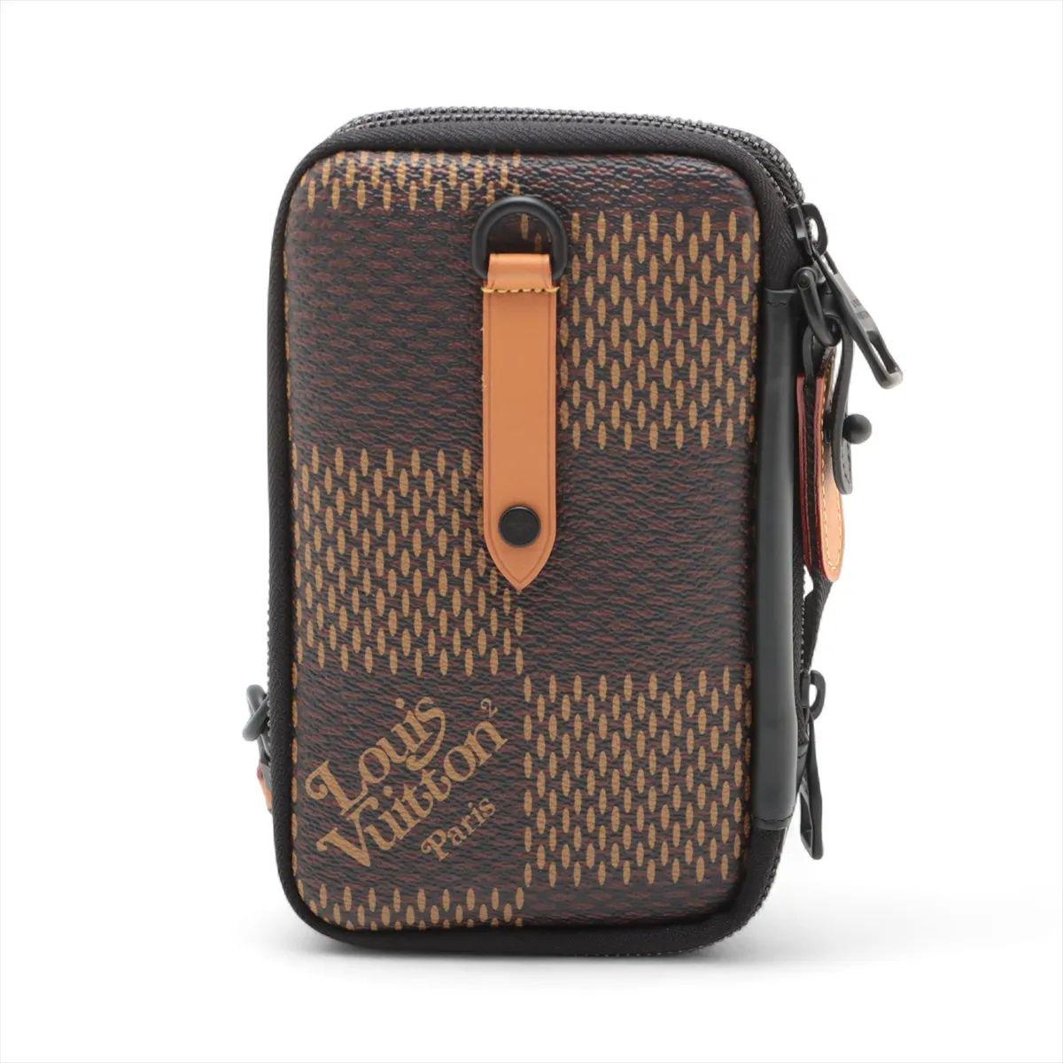 Black Louis Vuitton x NIGO Damier Ebene Giant Double Phone Pouch For Sale