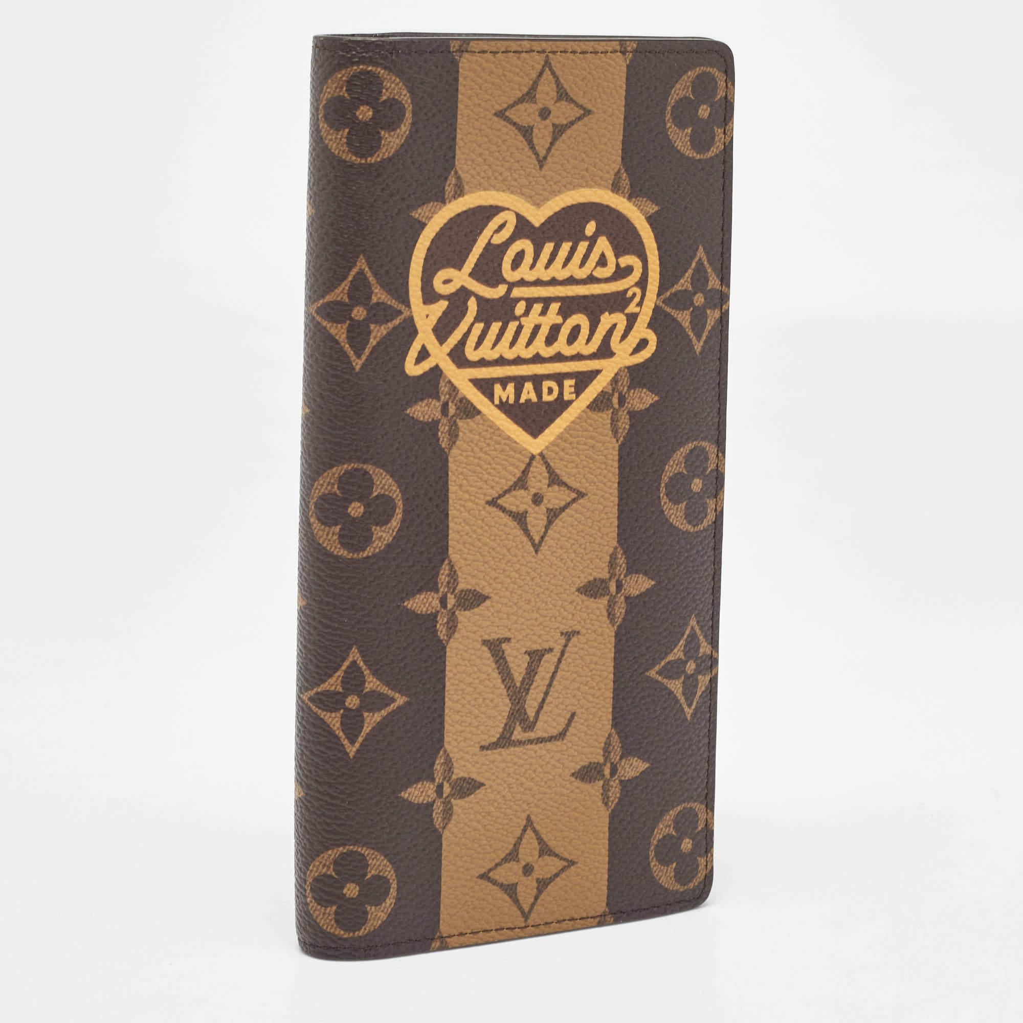 Brown Louis Vuitton x Nigo Reverse Monogram Stripes Canvas Brazza Wallet