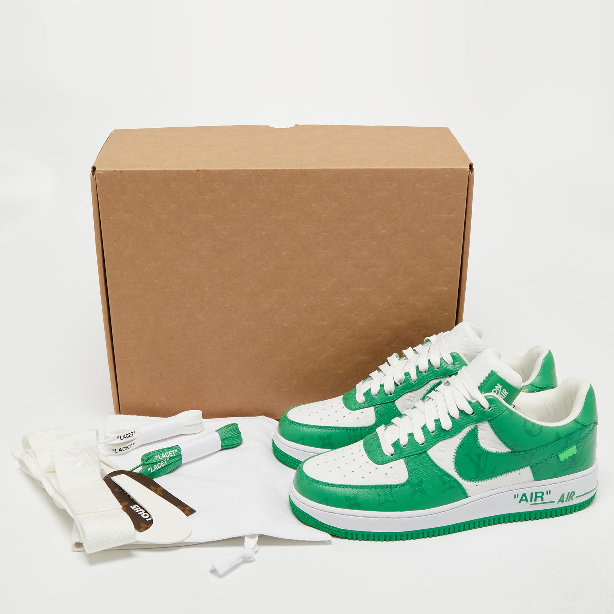 Louis Vuitton x Nike Air Force 1 Low Green Leather Sneakers Size 41 6